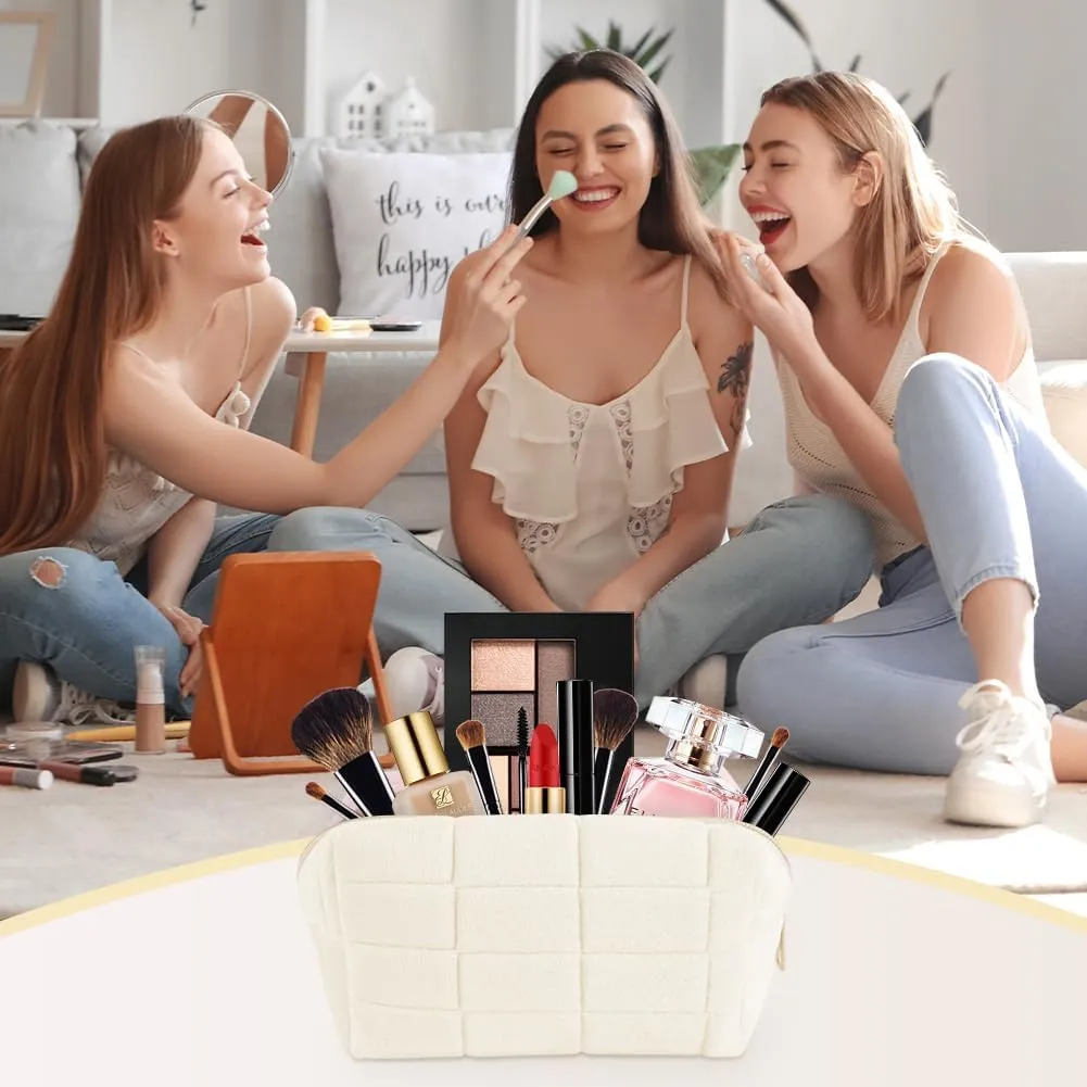 Aucuu Borsa per Cosmetici in Peluche, Borsa da Toilette da Viaggio, Borsa per Trucchi in Peluche, per Cosmetici, per Donne e Ragazze - immagine 7