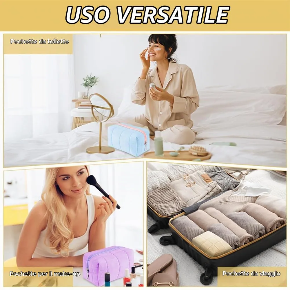 Aucuu Borsa per Cosmetici in Peluche, Borsa da Toilette da Viaggio, Borsa per Trucchi in Peluche, per Cosmetici, per Donne e Ragazze - immagine 8