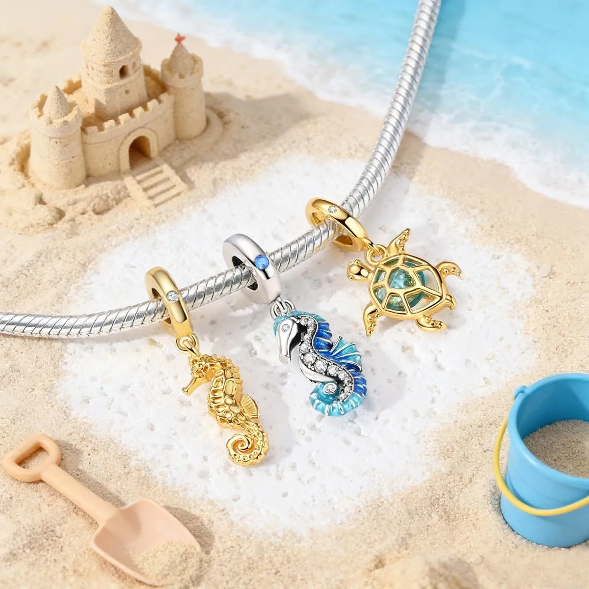 QIKAOLA Ciondolo Bead Charm Perline in argento sterling S925 per bracciali e collane europee per donne - immagine 7