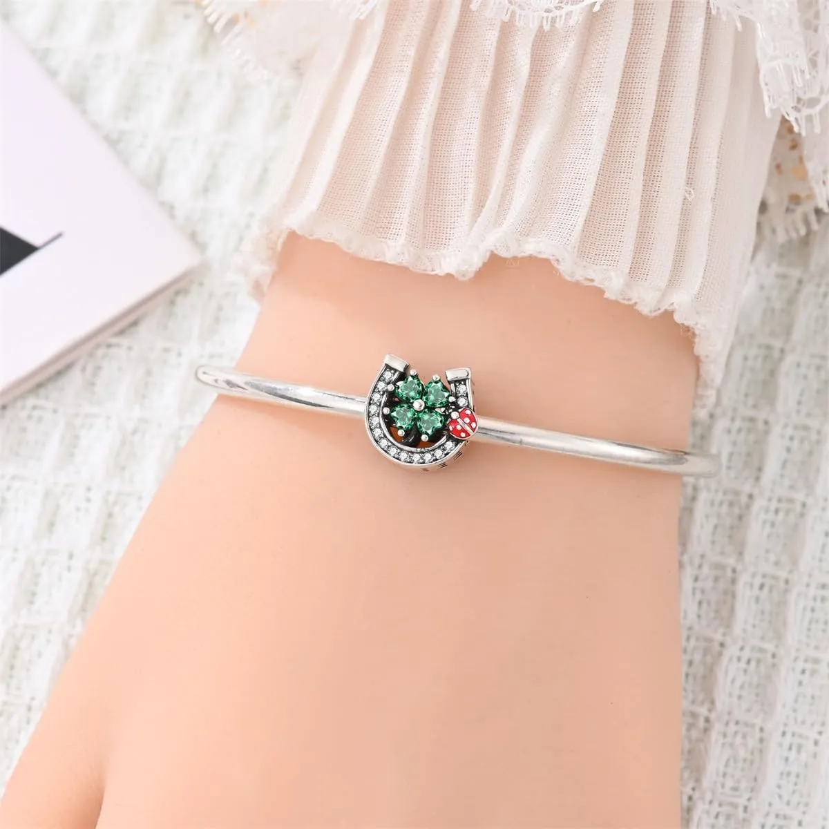 QIKAOLA Ciondolo Bead Charm Perline in argento sterling S925 per bracciali e collane europee per donne - immagine 2