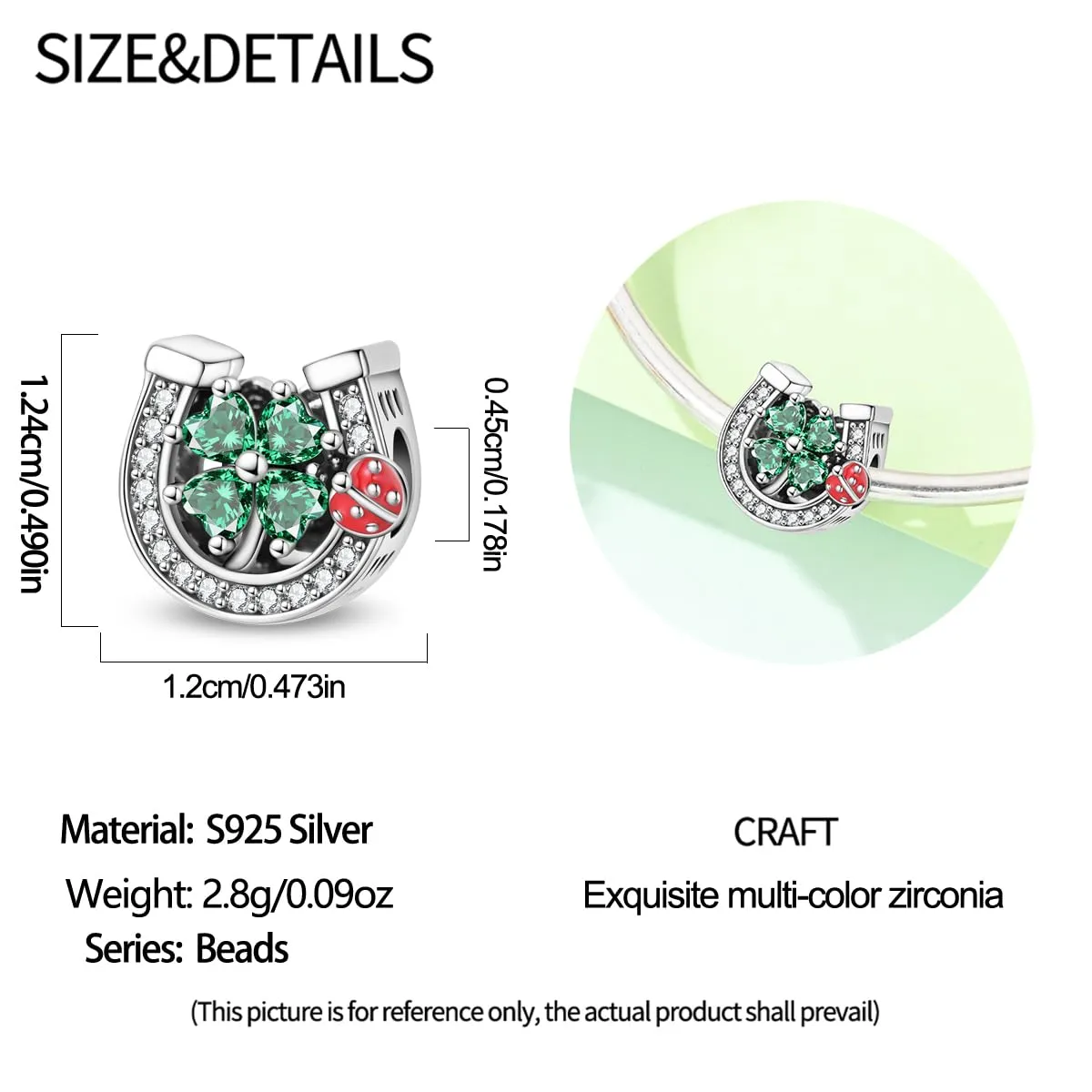 QIKAOLA Ciondolo Bead Charm Perline in argento sterling S925 per bracciali e collane europee per donne - immagine 5