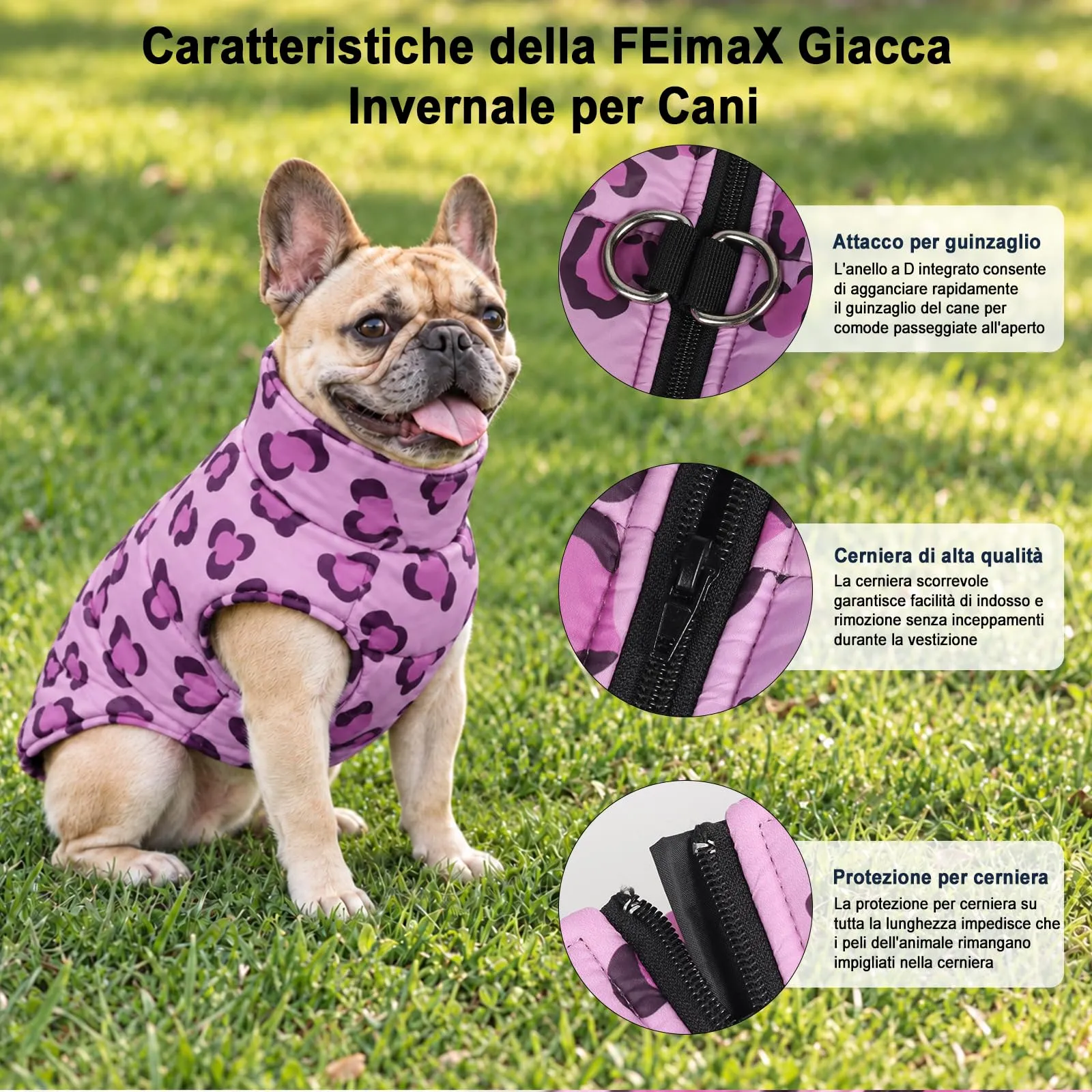 FEimaX Cappotto Cani Impermeabile Invernale Giacca Calda Antivento Cucciolo Vestiti per Cane e Gatto di Taglia Piccola Media e Grande, Gilet Inverno di Morbido Cotone per Il Freddo - immagine 3