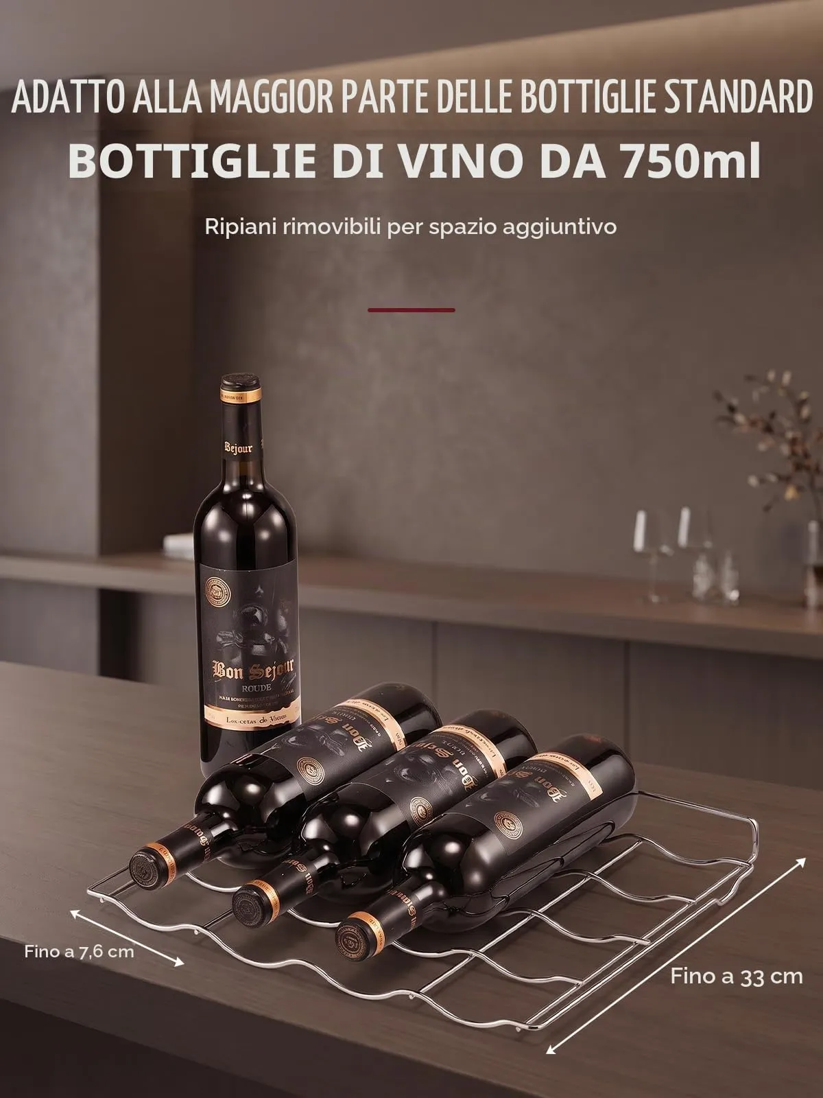 Cantinetta Vino 8 Bottiglie Argento, Mini Frigobar Libera Installazione - immagine 4