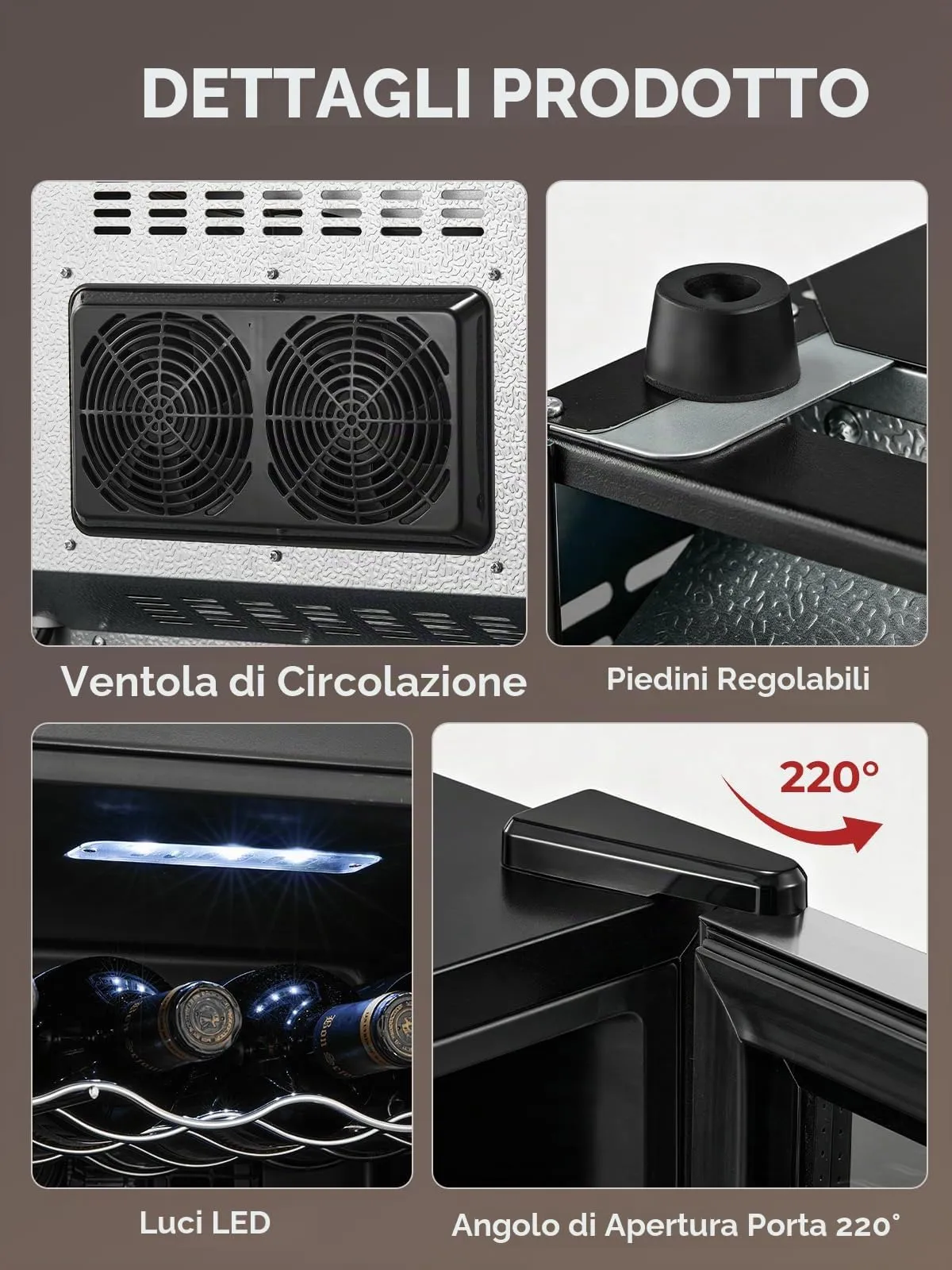 Cantinetta Vino 8 Bottiglie Argento, Mini Frigobar Libera Installazione - immagine 6