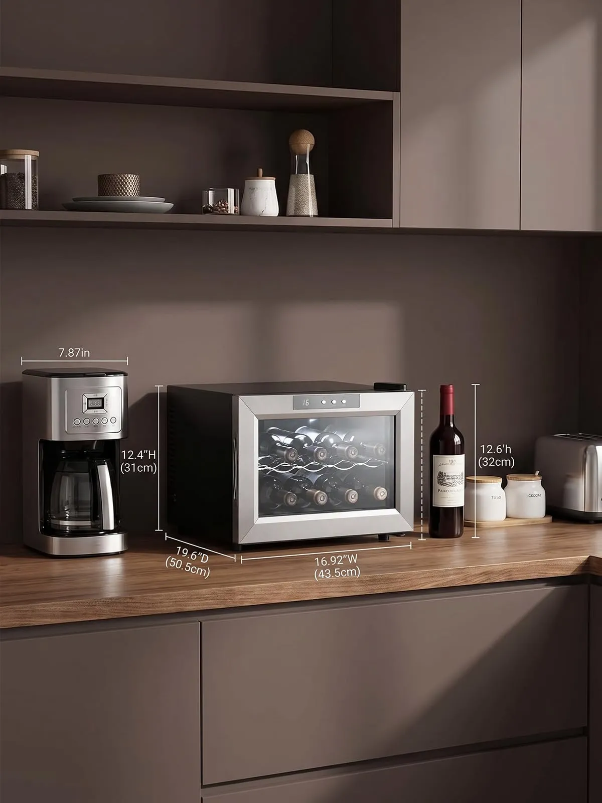 Cantinetta Vino 8 Bottiglie Argento, Mini Frigobar Libera Installazione - immagine 8