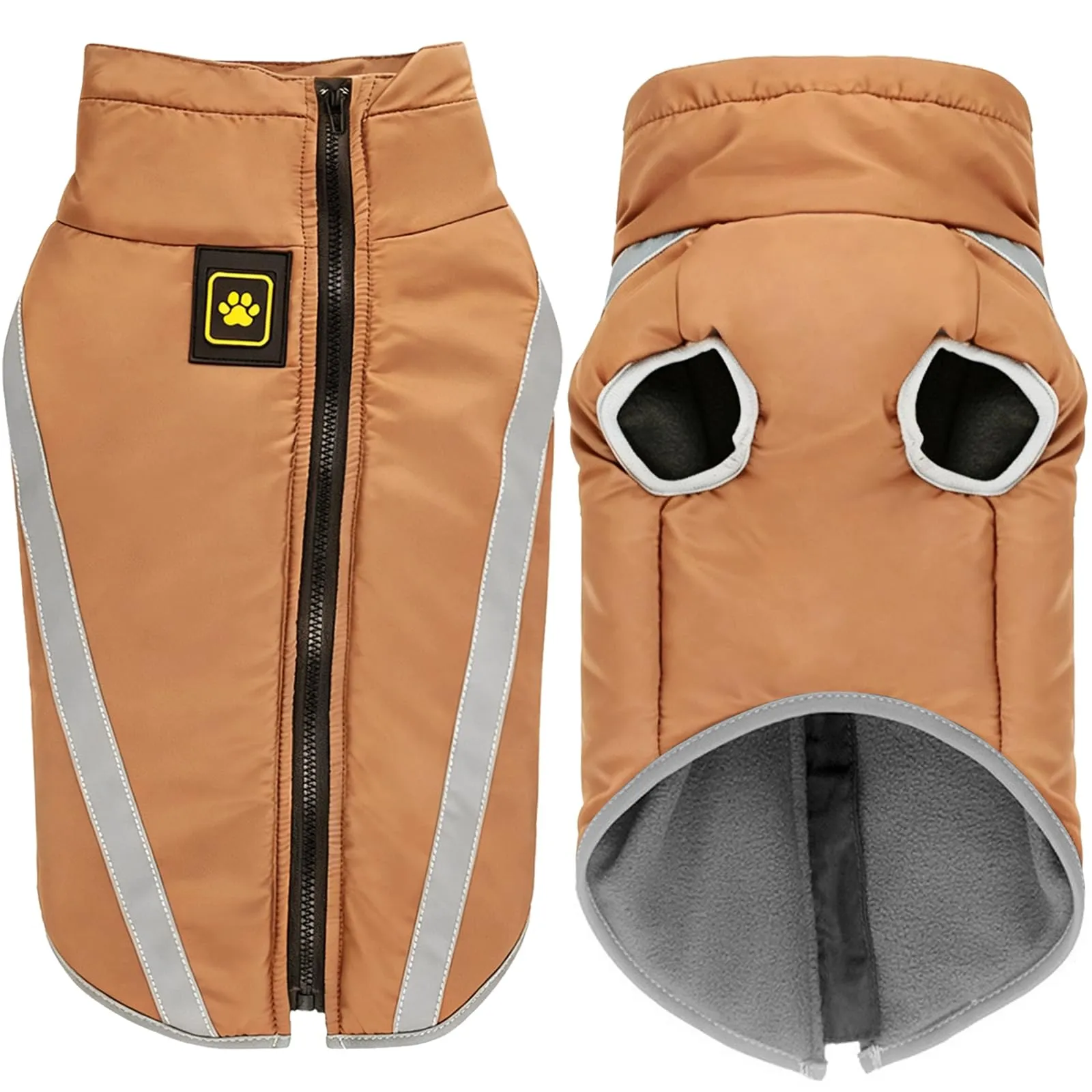 Idepet Cappotto per cani impermeabile Giacca invernale calda, Giacca per cani antivento Abbigliamento per cani Completo per cani di taglia piccola di taglia media con foro per imbracatura XL-6XL - immagine 1