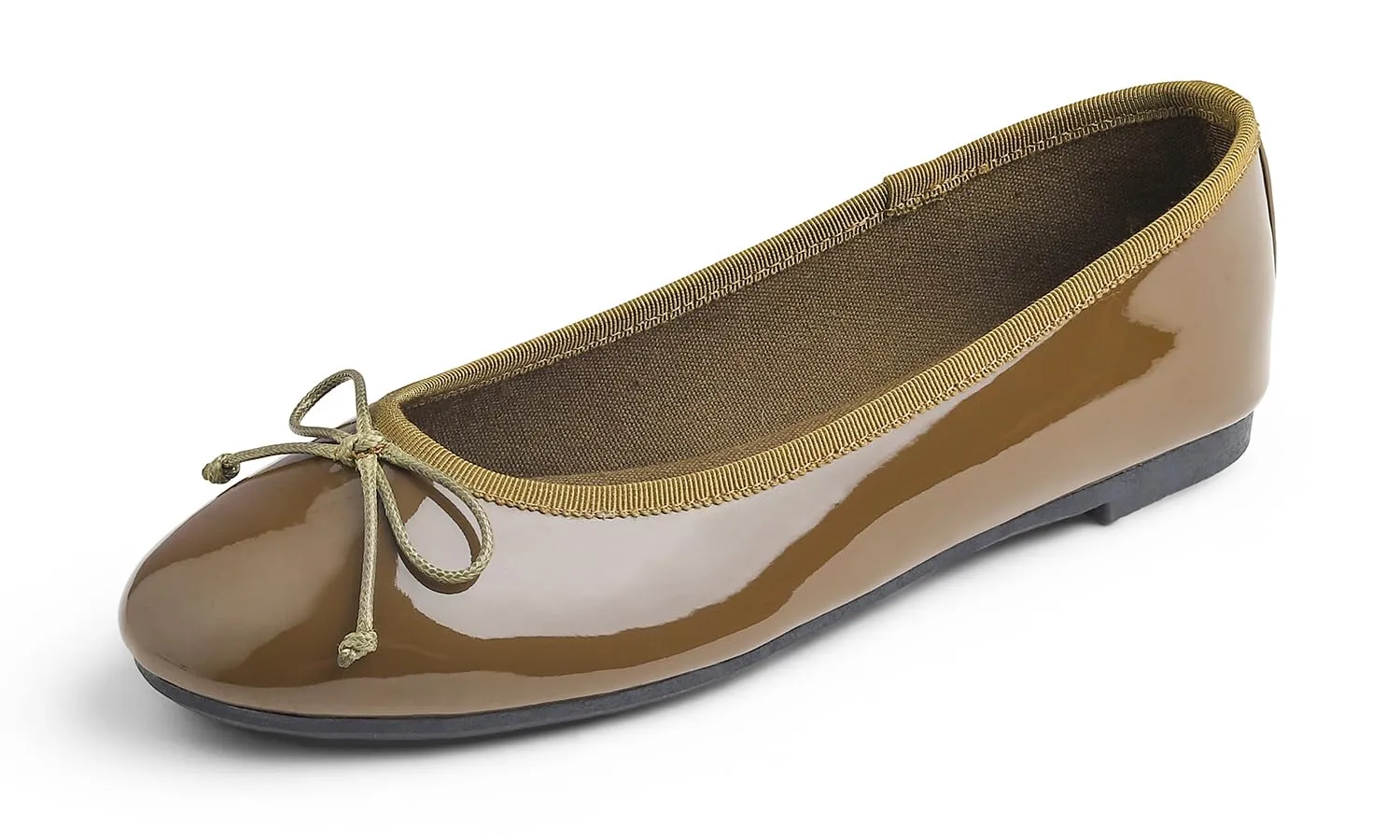Feversole Scarpe da Donna Classiche Ballerine laccate da Balerina Piatte da Donna, Oliva Marrone, 38 EU - immagine 1