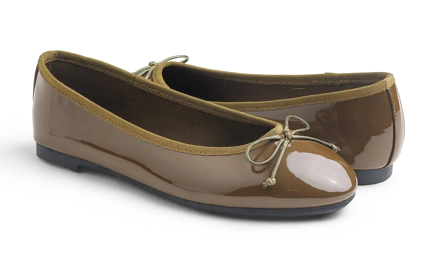 Feversole Scarpe da Donna Classiche Ballerine laccate da Balerina Piatte da Donna, Oliva Marrone, 38.5 EU - immagine 4