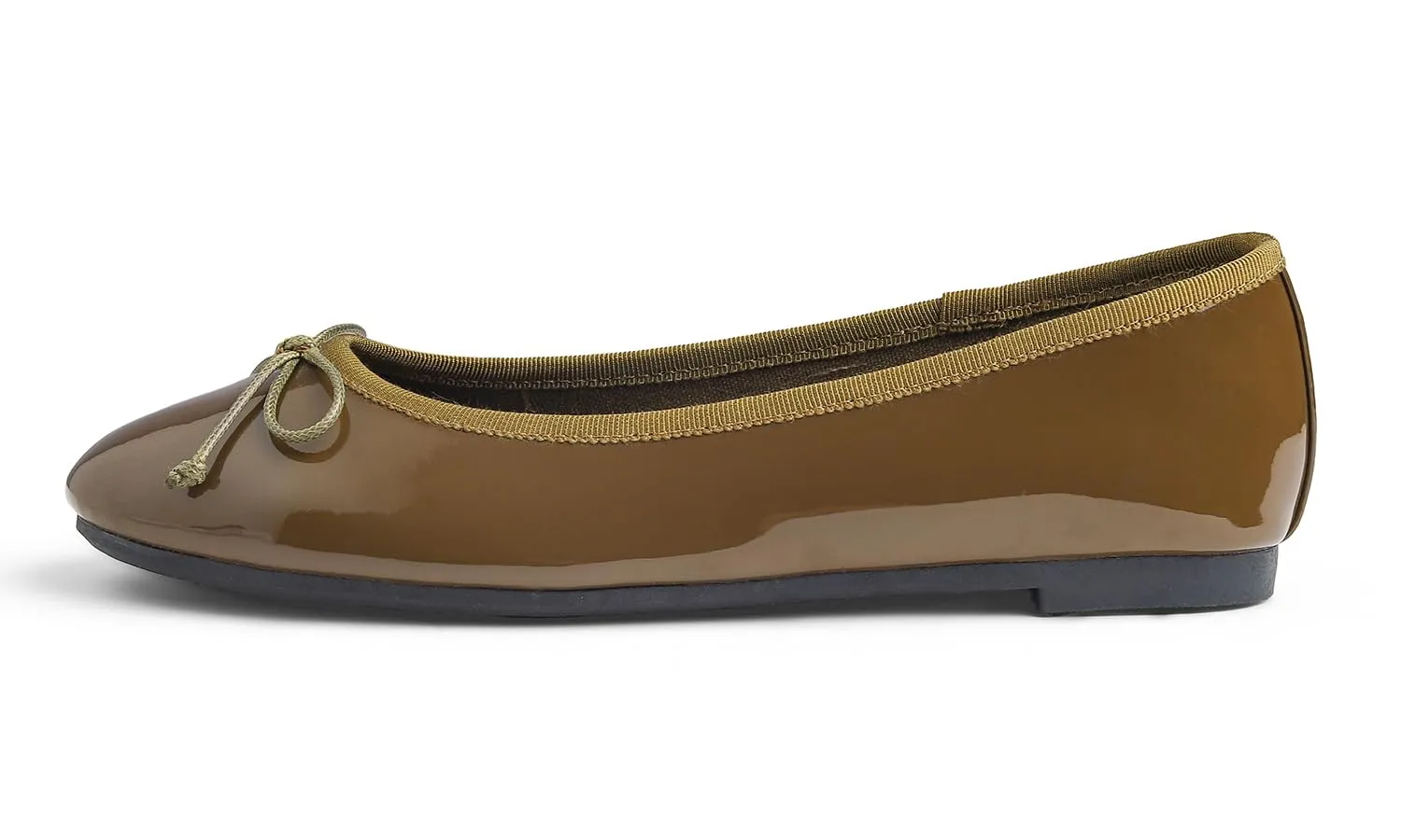 Feversole Scarpe da Donna Classiche Ballerine laccate da Balerina Piatte da Donna, Oliva Marrone, 38.5 EU - immagine 5