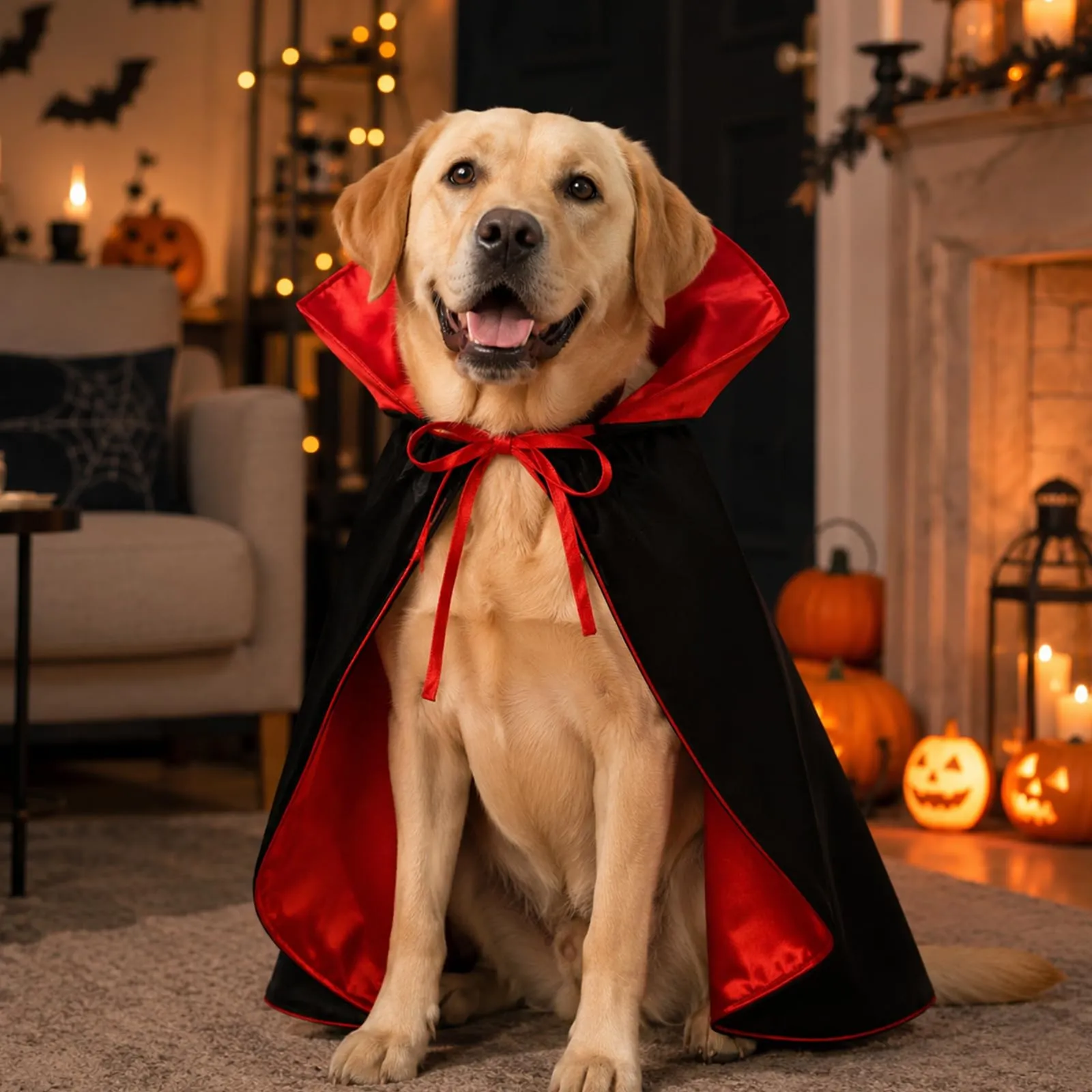 Costume di Halloween per cani, taglia L, 60 cm, mantello da vampiro con - immagine 3