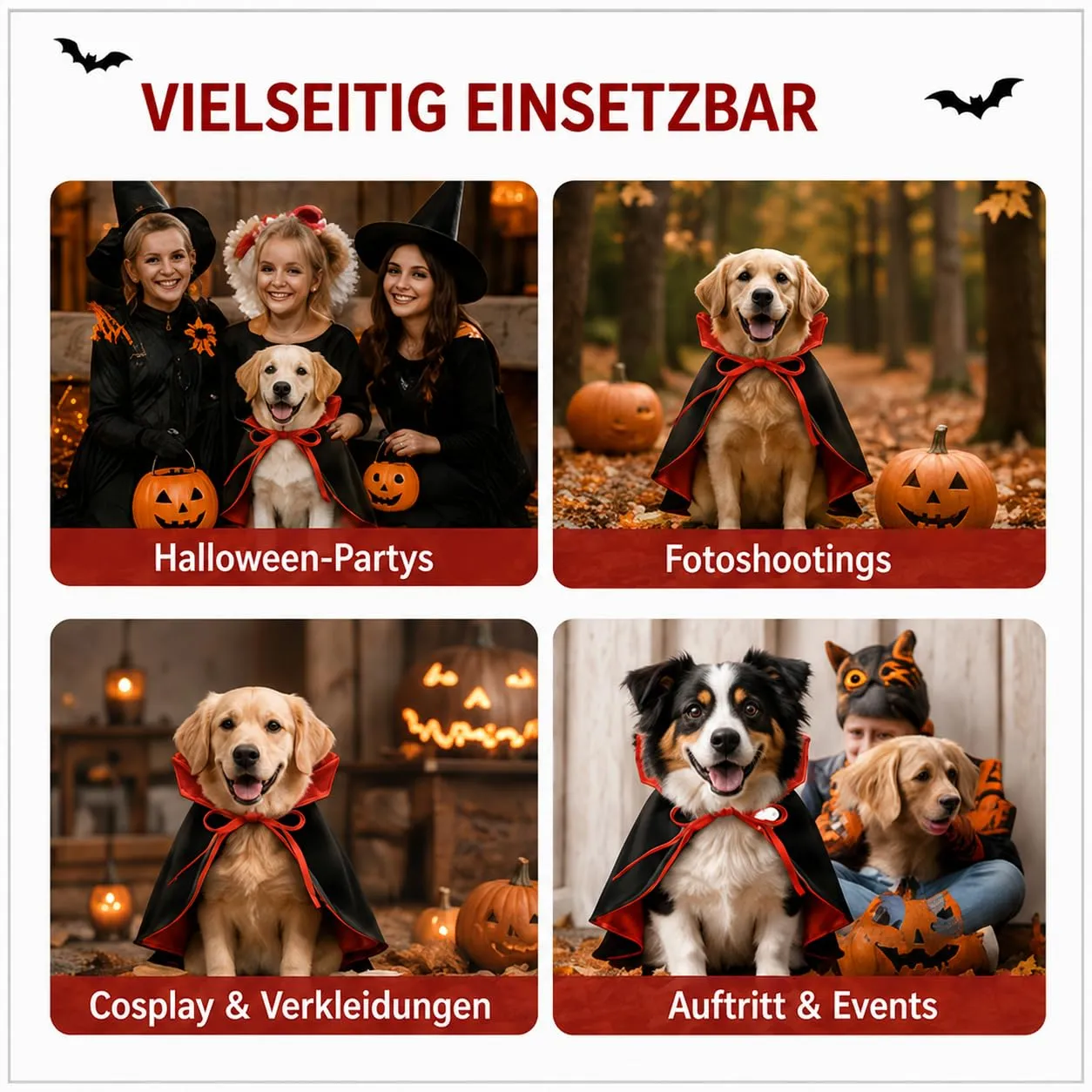 Mantello Vampiro Halloween Cane Gatto Costume Animali Taglie, L - immagine 7