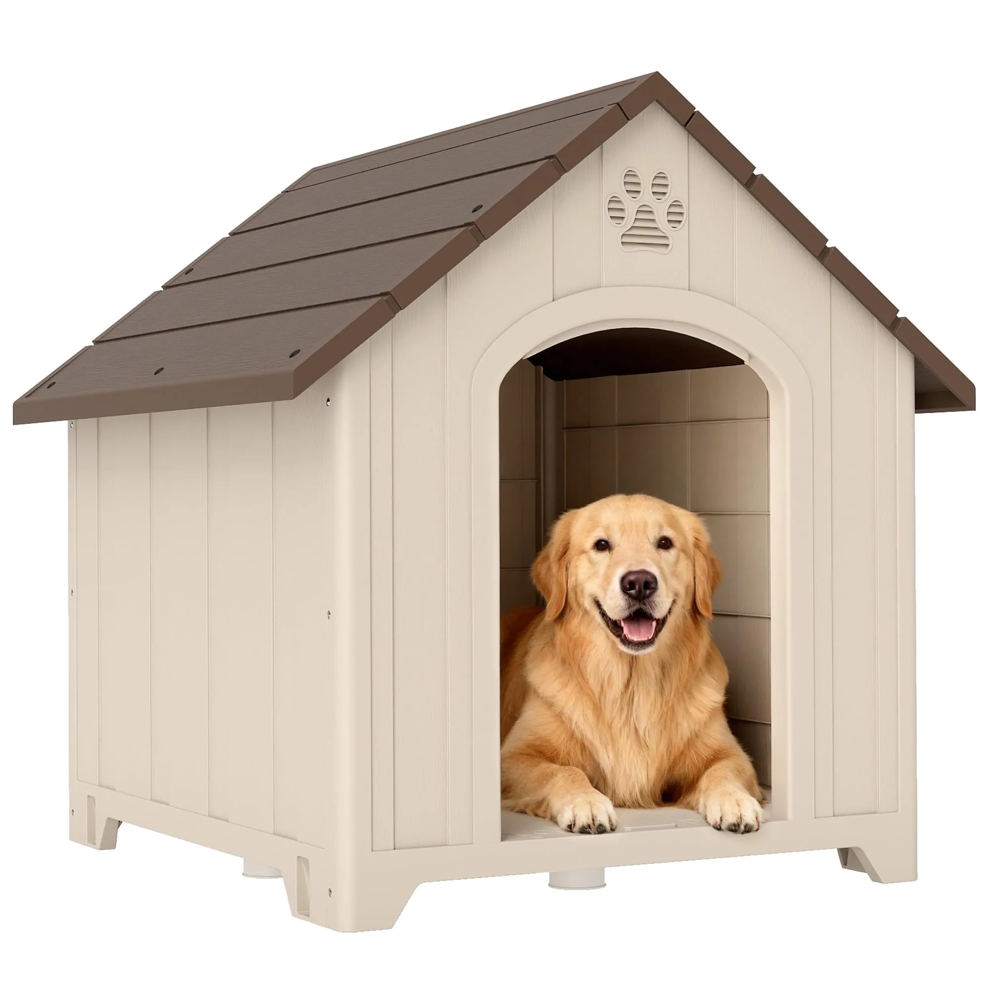 PawHut Cuccia per cani da esterno per cani di taglia grande, 88 x 79 x 89 cm, beige - immagine 1