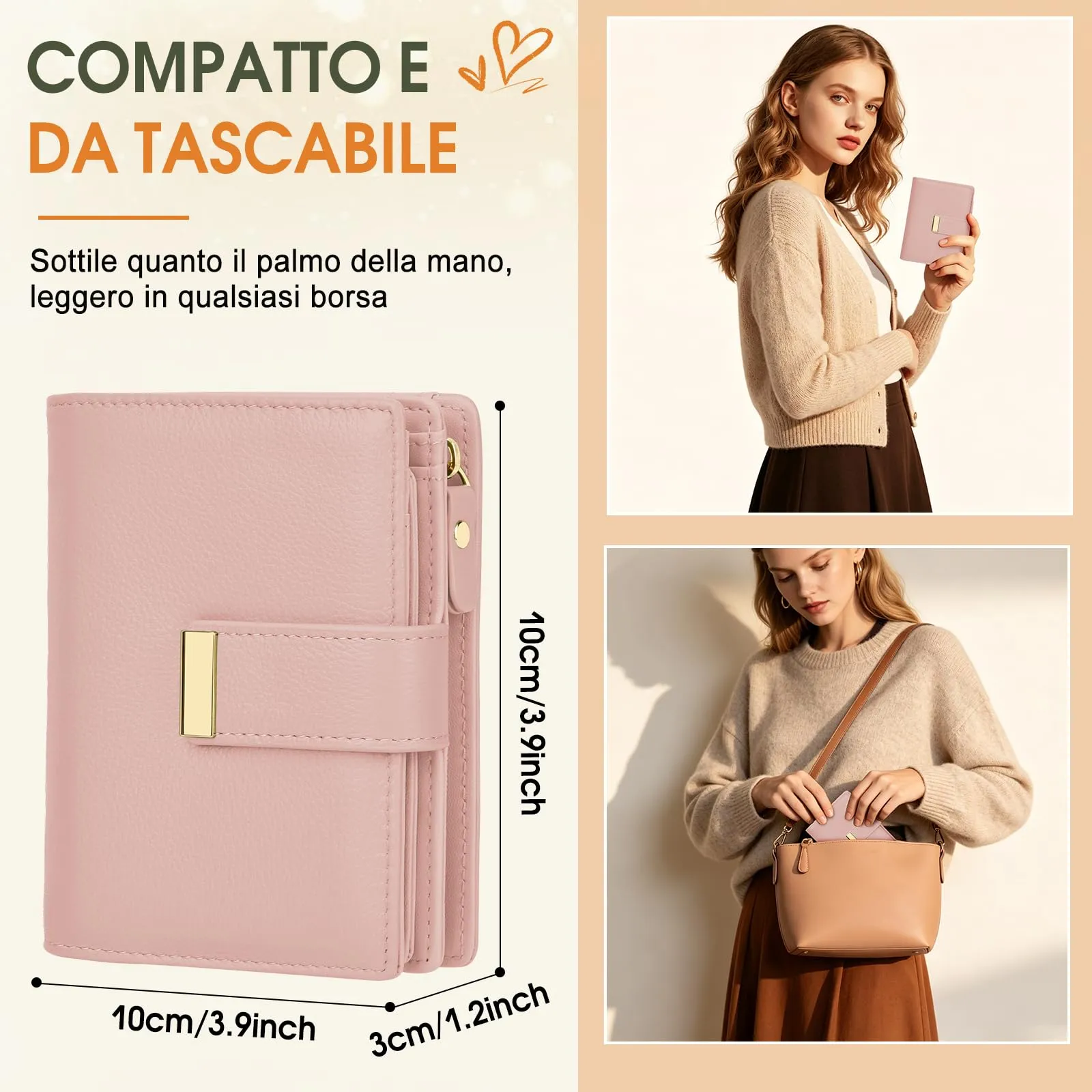 Faneam Portafoglio Donna Piccolo in Pelle, RFID, 12 Carte e Scatola Regalo - immagine 4