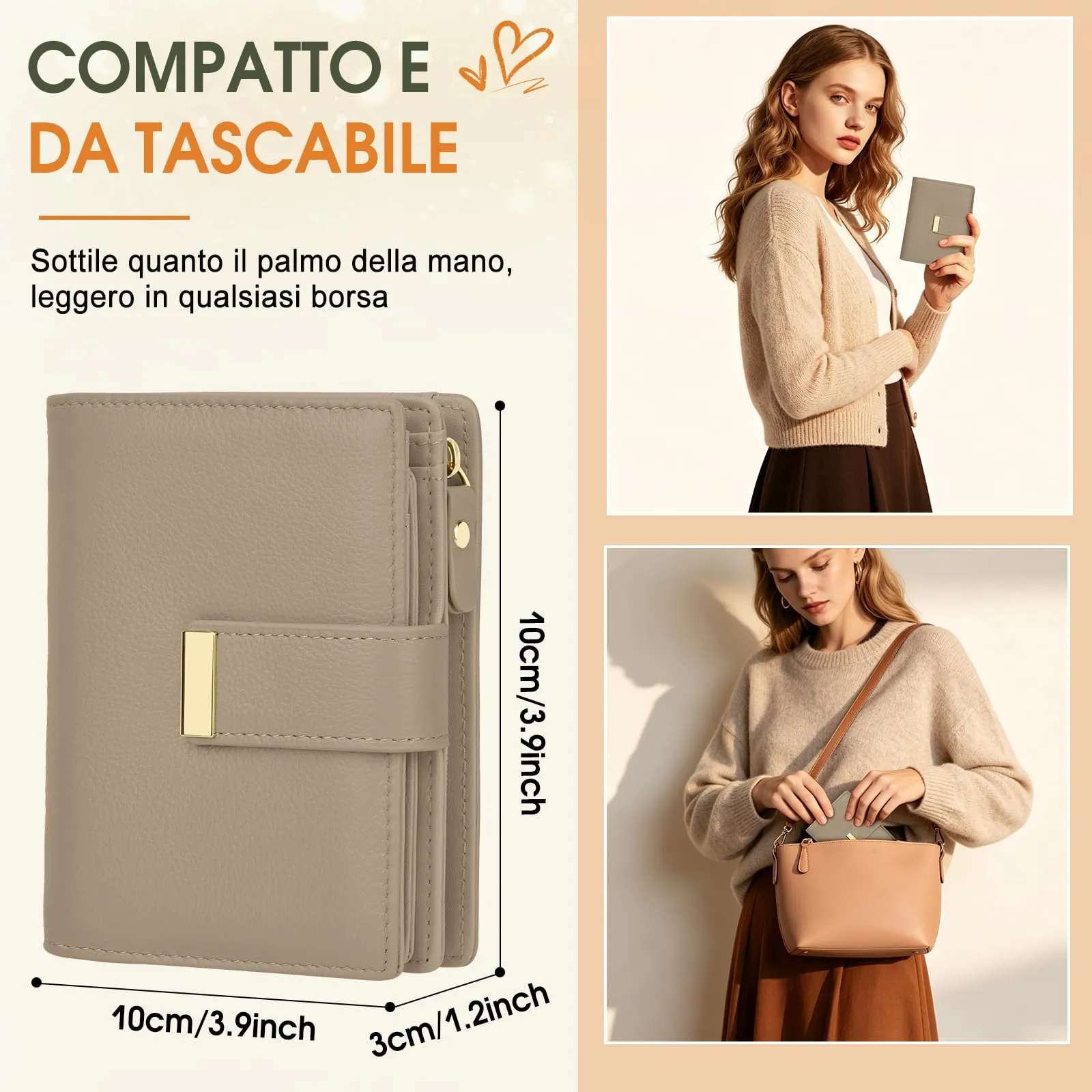 Faneam Portafoglio Donna Piccolo in Pelle, RFID, 12 Carte e Scatola Regalo - immagine 4