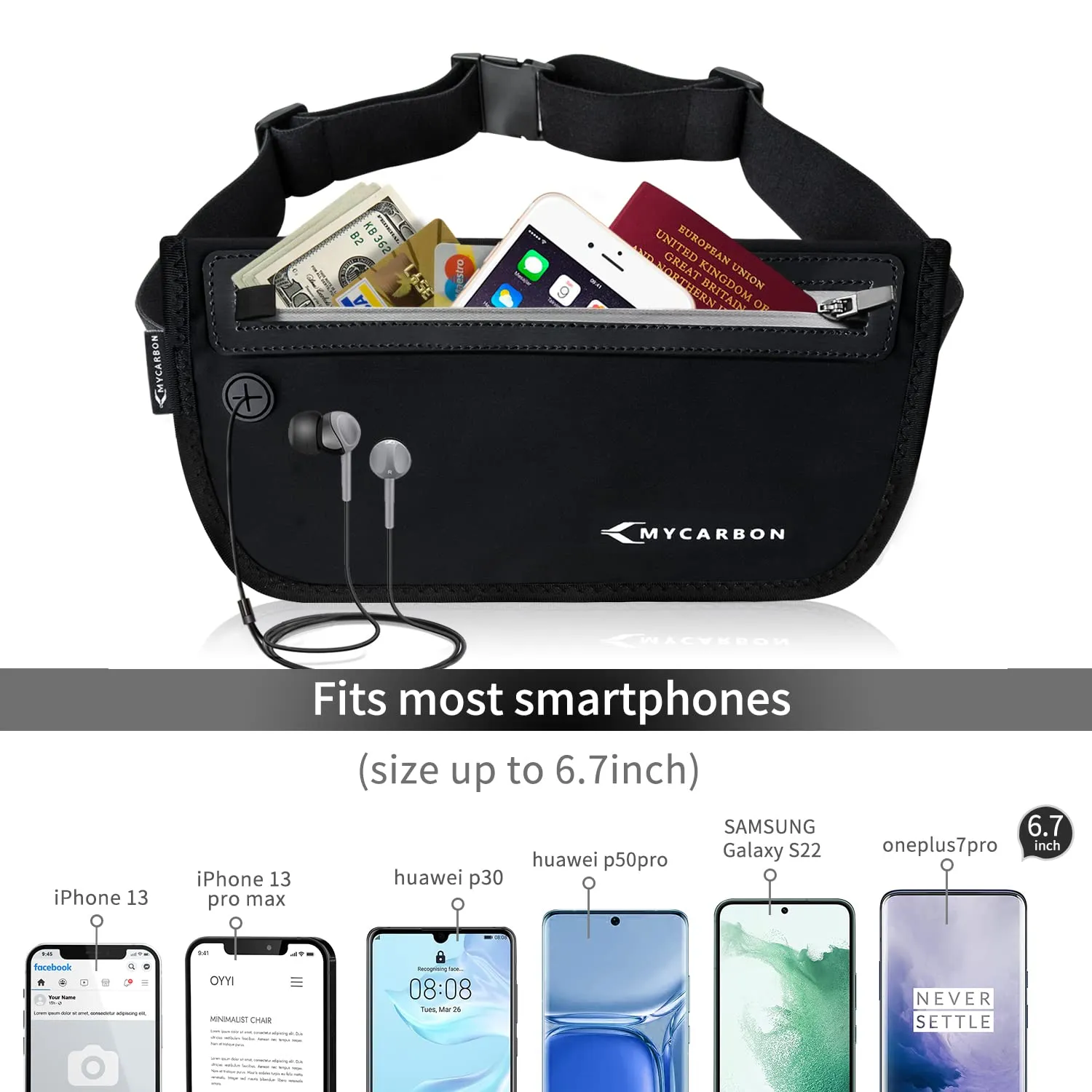 Marsupio da Viaggio Portasoldi RFID Antifurto Impermeabile Telefono 6,7inch - immagine 2