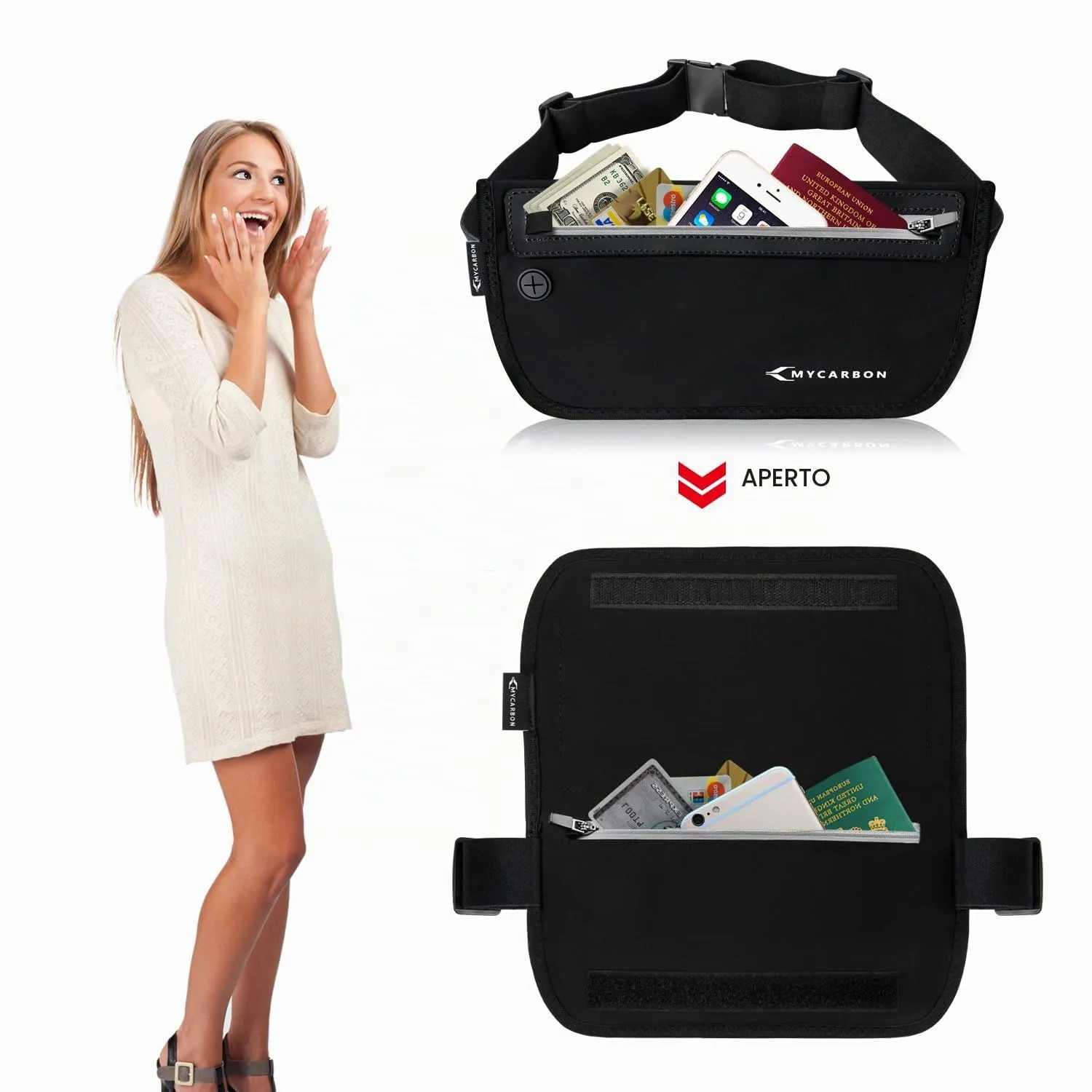 Marsupio da Viaggio Portasoldi RFID Antifurto Impermeabile Telefono 6,7inch - immagine 9