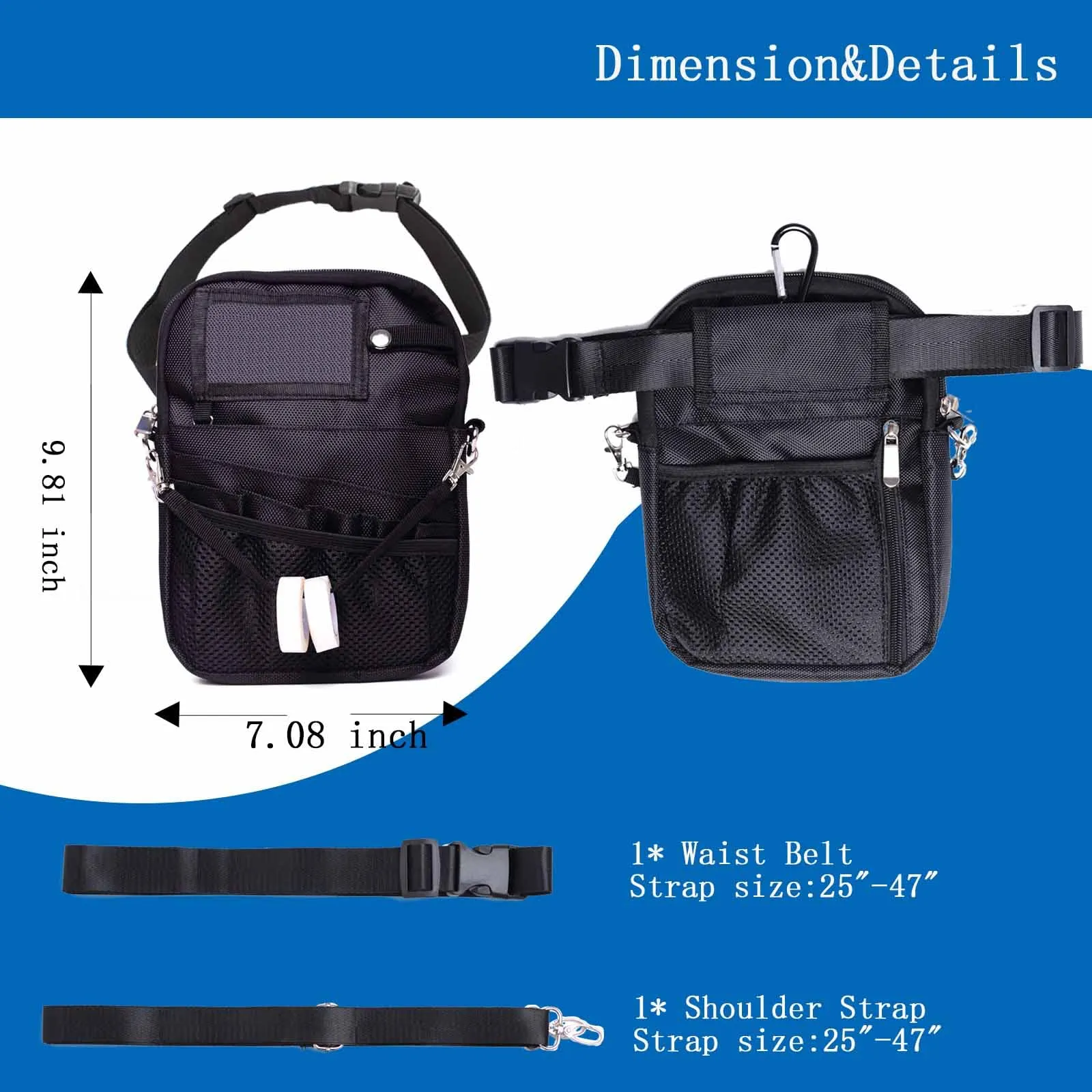 Marsupio infermiere,Portapenne Infermiere da Tasca, Porta Penne infermiera, Infermiere Accessori, Organizer per Infermiera, RN, Dottore, Veterinaria-Nero - immagine 4