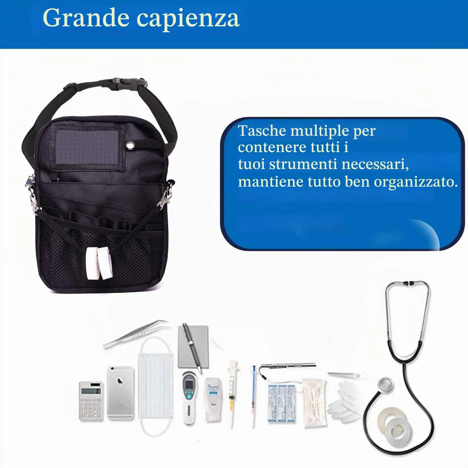 Marsupio infermiere,Portapenne Infermiere da Tasca, Porta Penne infermiera, Infermiere Accessori, Organizer per Infermiera, RN, Dottore, Veterinaria-Nero - immagine 5