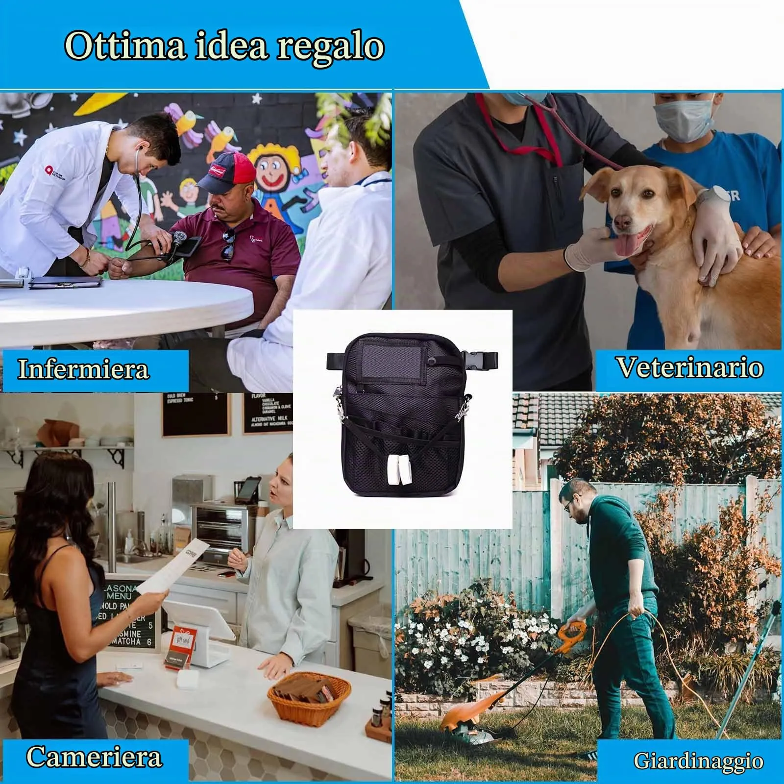 Marsupio infermiere,Portapenne Infermiere da Tasca, Porta Penne infermiera, Infermiere Accessori, Organizer per Infermiera, RN, Dottore, Veterinaria-Nero - immagine 7