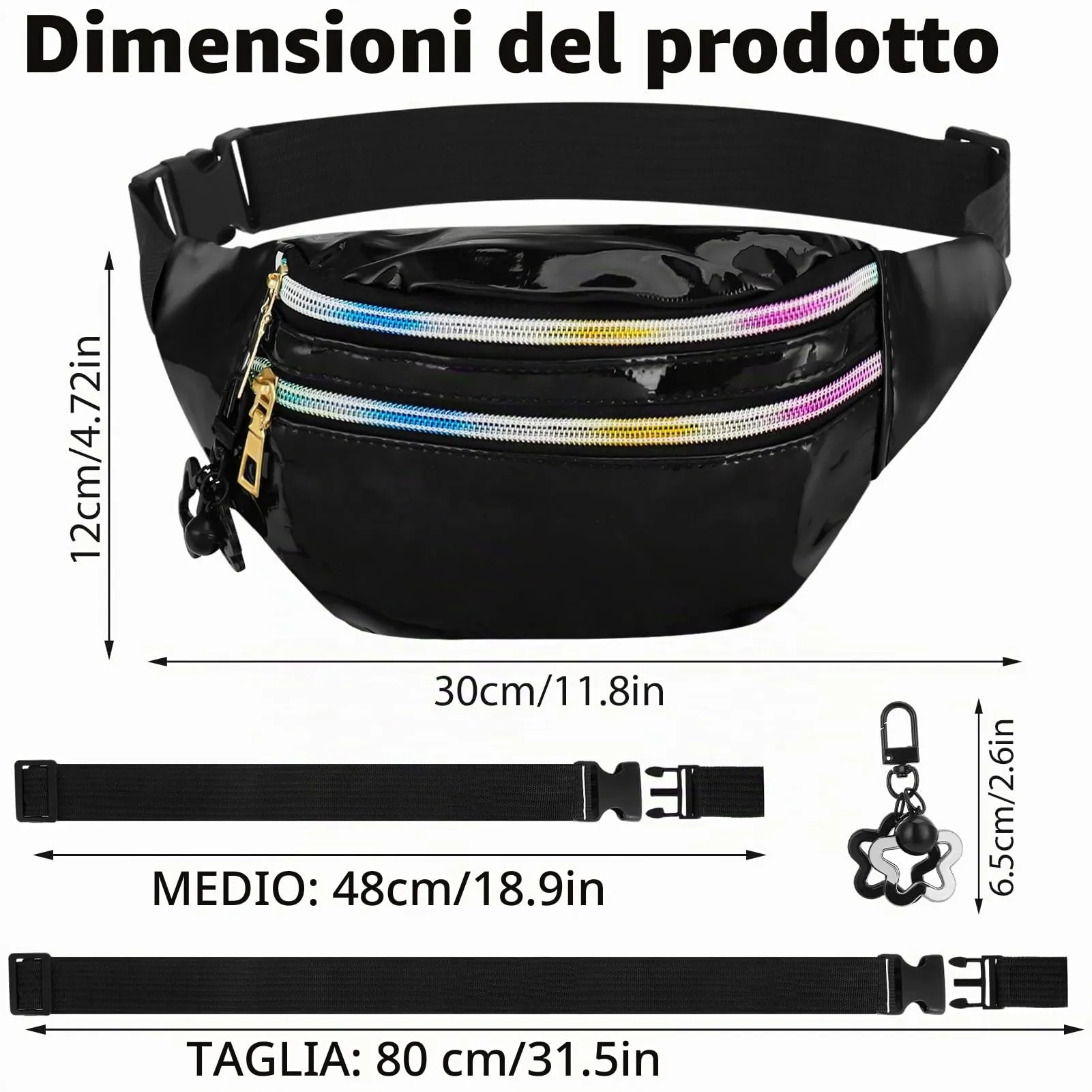 Halinuia Marsupio Da Donna con Glitter Impermeabile Con Portachiavi - immagine 2