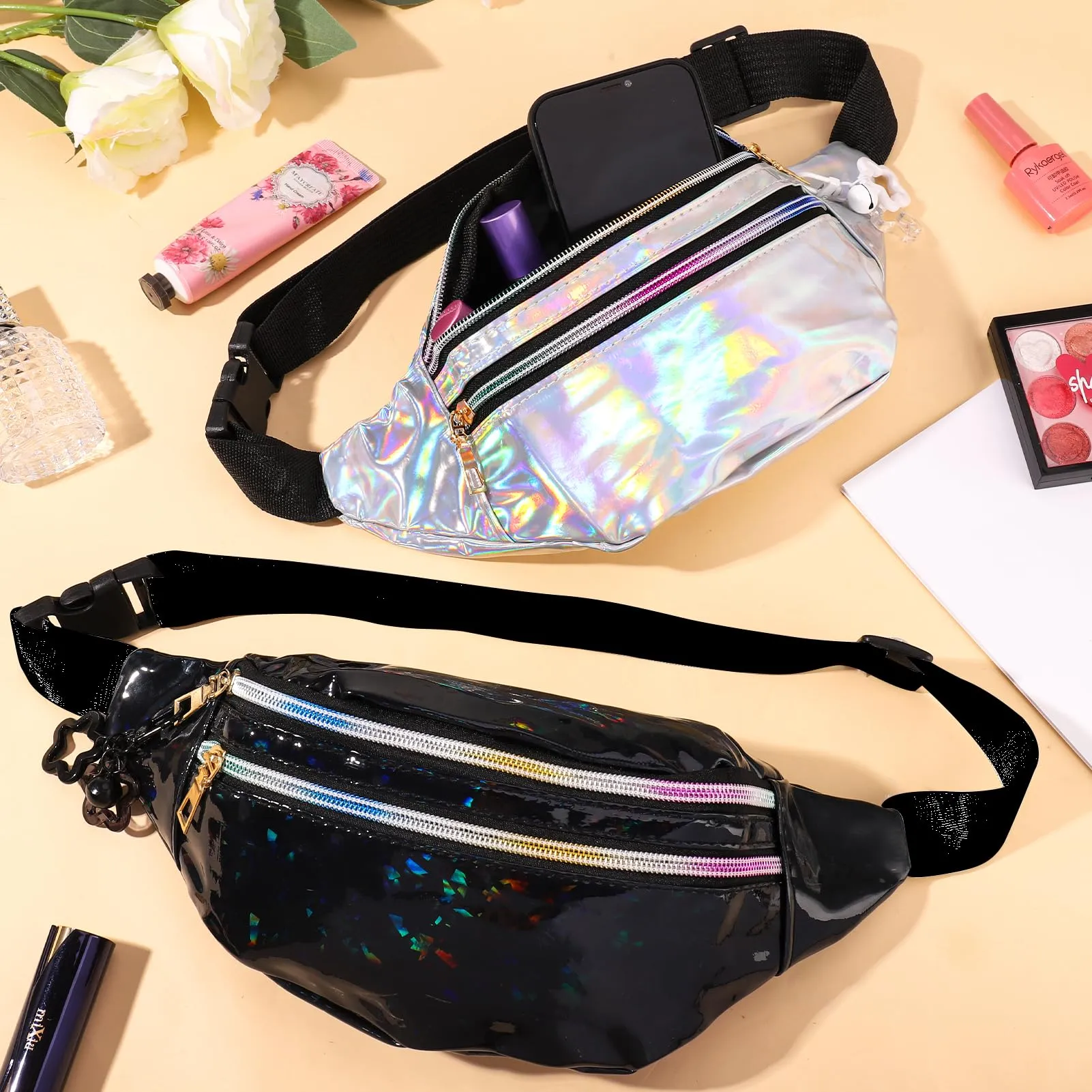 Halinuia Marsupio Da Donna con Glitter Impermeabile Con Portachiavi - immagine 4