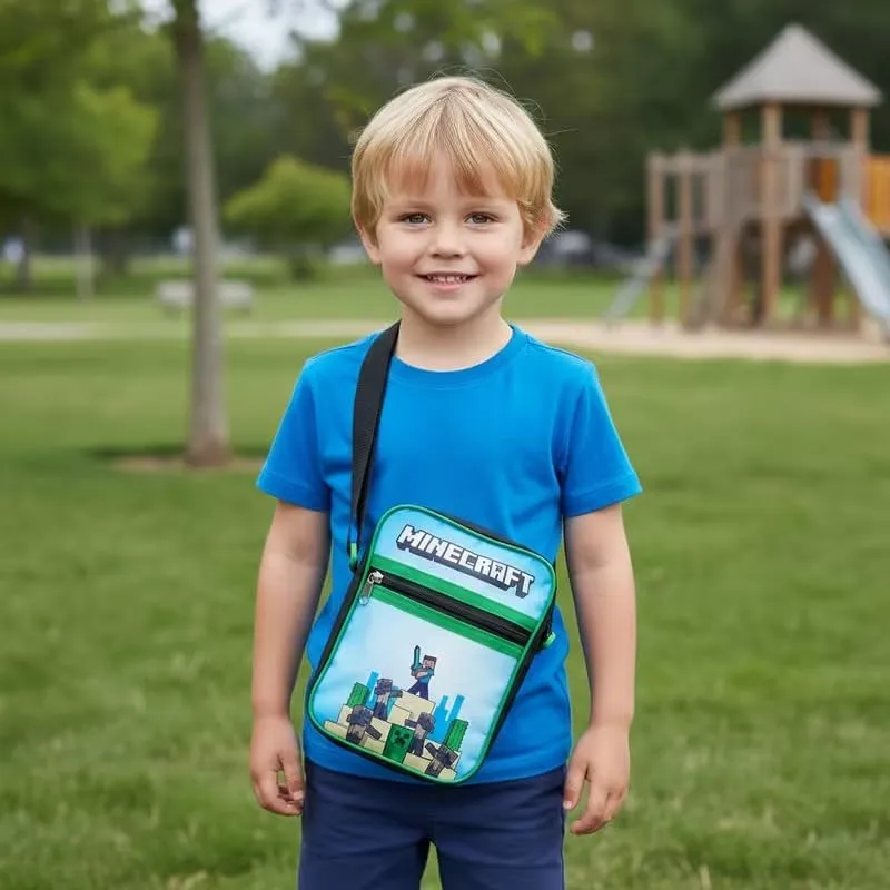 MINECRAFT Borsello Bambino Marsupio Tracolla Ragazzo Spalla Regolabile Viaggio Sportivo Tempo Libero Gadget 18 x 11 x 2 cm - immagine 2