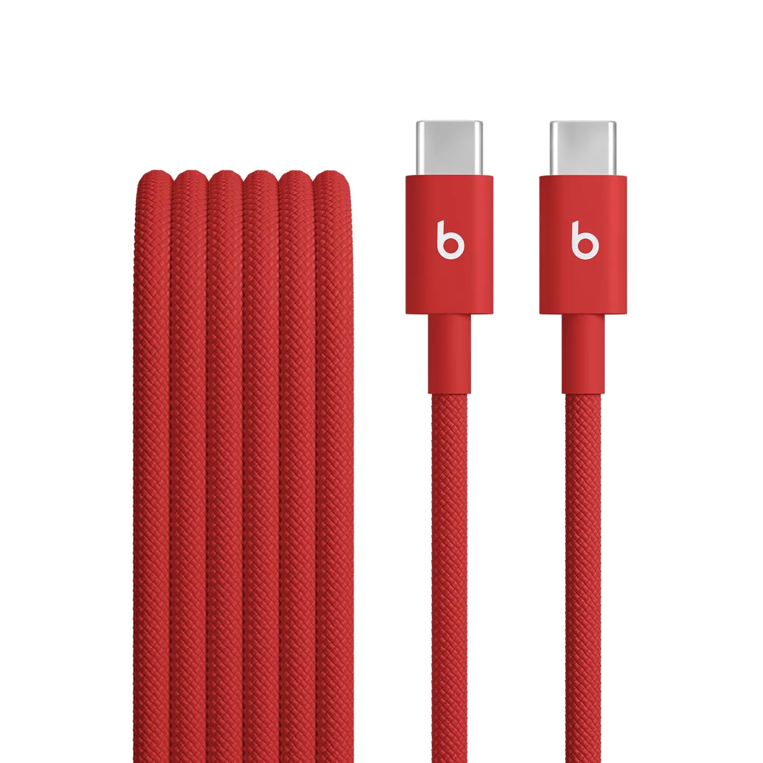 Beats da USB-C a USB-C Cavo in tessuto intrecciato, ricarica rapida, resistente e antigroviglio, caricatore compatibile per dispositivi Apple e Android (1,5 m) - Rosso rapido - immagine 1