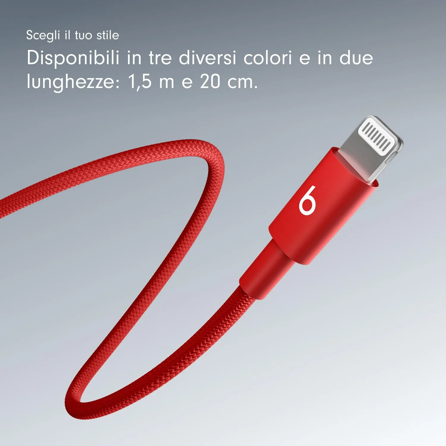Beats in tessuto intrecciato da USB-C a Lightning Cavo, ricarica rapida, resistente e antigroviglio, caricatore compatibile per dispositivi Apple con porte Lightning (1,5 m) - Rosso rapido - immagine 6