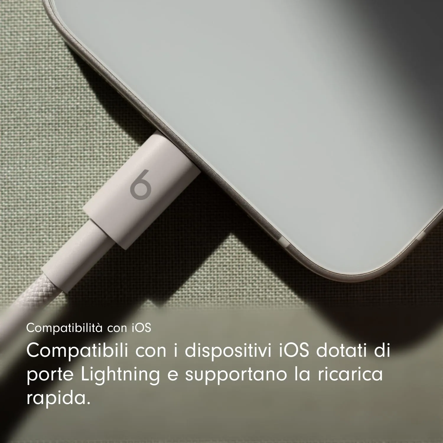 Beats in tessuto intrecciato da USB-C a Lightning Cavo, ricarica rapida, resistente e antigroviglio, caricatore compatibile per dispositivi Apple con porte Lightning (1,5 m) - Grigio guizzo - immagine 3