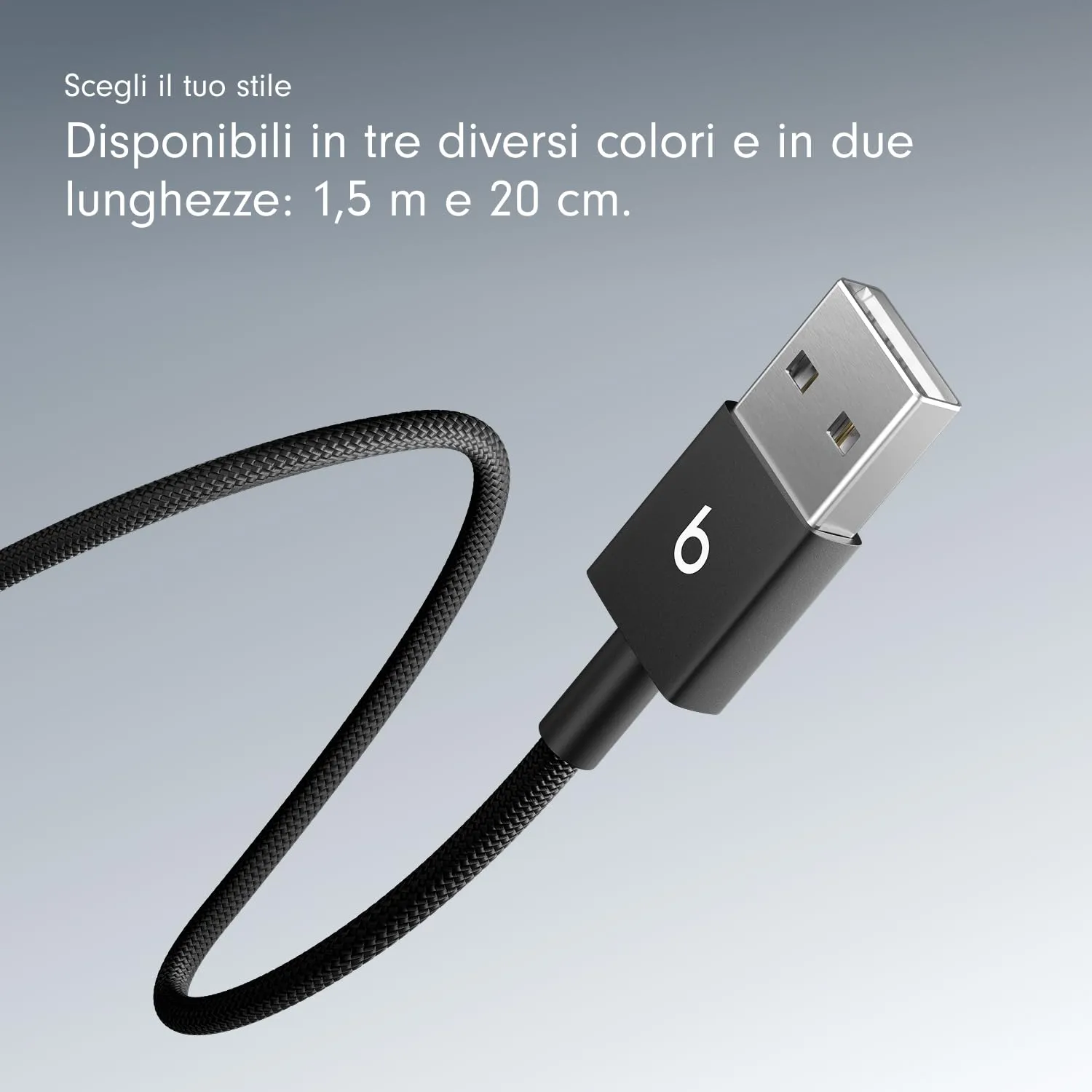 Beats da USB-A a USB-C Cavo in tessuto intrecciato, ricarica rapida, resistente e antigroviglio, caricatore compatibile per dispositivi Apple e Android (1,5 m) - Nero nucleare - immagine 7