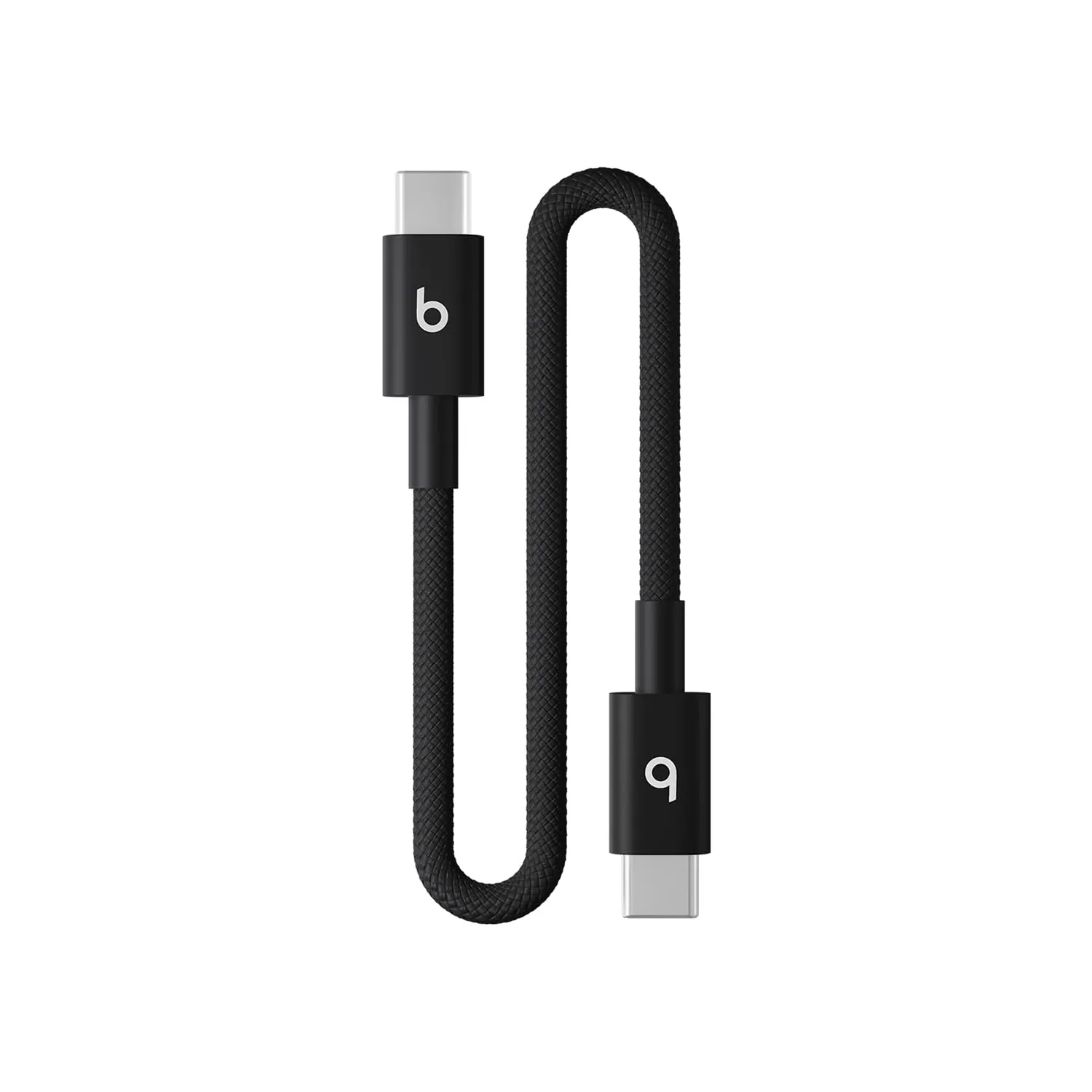 Beats corto da USB-C a USB-C Cavo in tessuto intrecciato, ricarica rapida, resistente e antigroviglio, caricatore compatibile per dispositivi Apple e Android (20 cm) - Nero nucleare - immagine 1