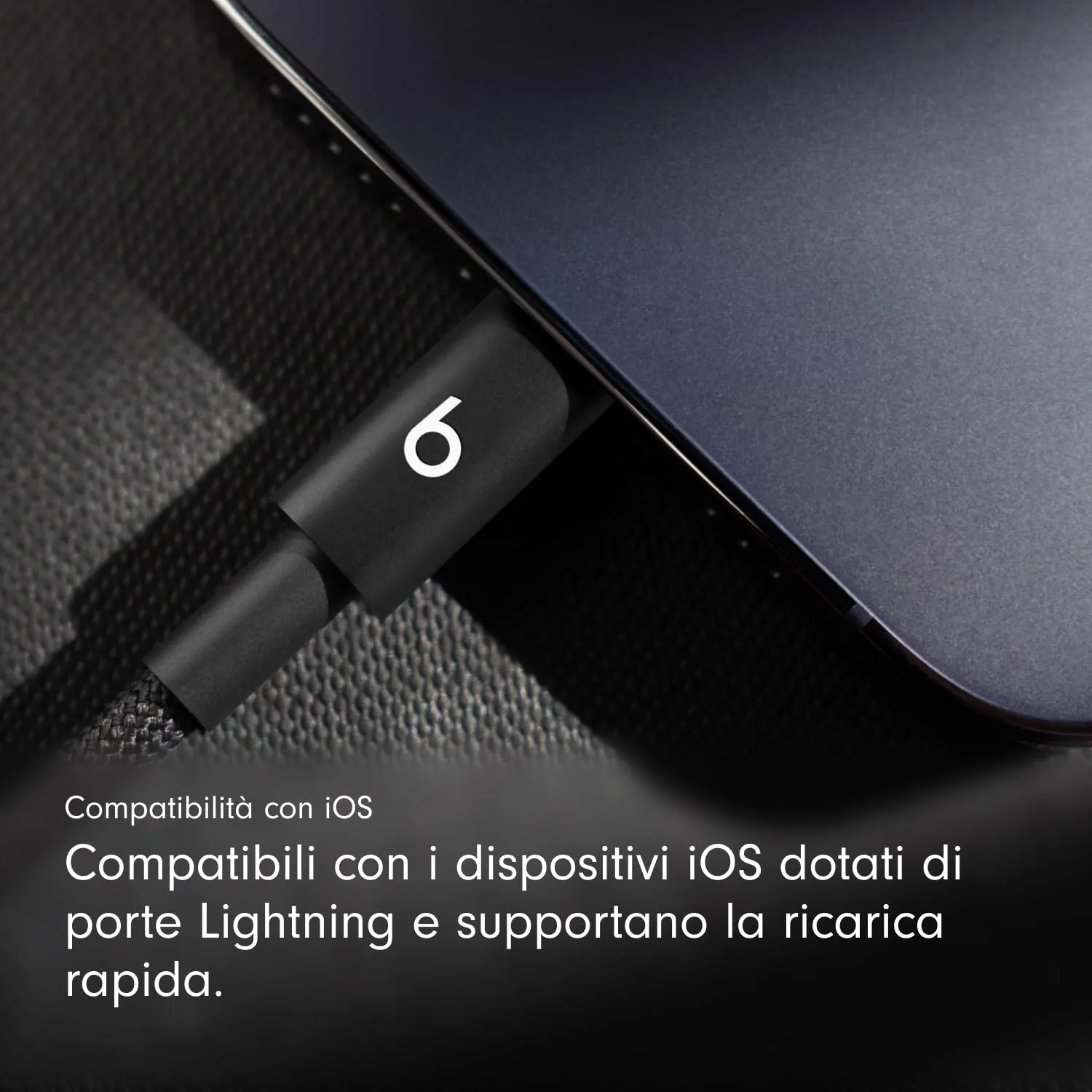 Beats in tessuto intrecciato da USB-C a Lightning Cavo, ricarica rapida, resistente e antigroviglio, caricatore compatibile per dispositivi Apple con porte Lightning (1,5 m) - Nero nucleare - immagine 3