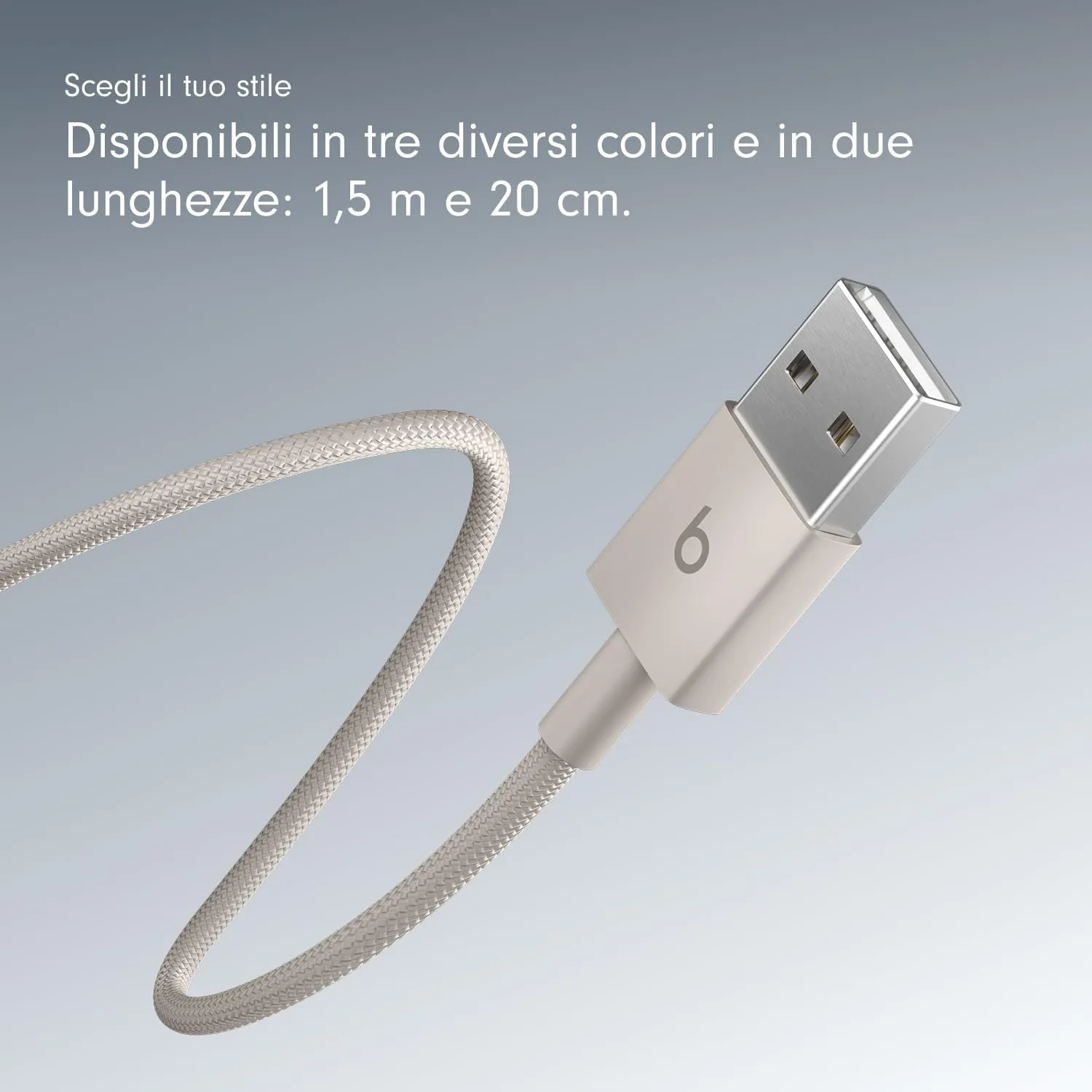 Beats da USB-A a USB-C Cavo in tessuto intrecciato, ricarica rapida, resistente e antigroviglio, caricatore compatibile per dispositivi Apple e Android (1,5 m) - Grigio guizzo - immagine 7