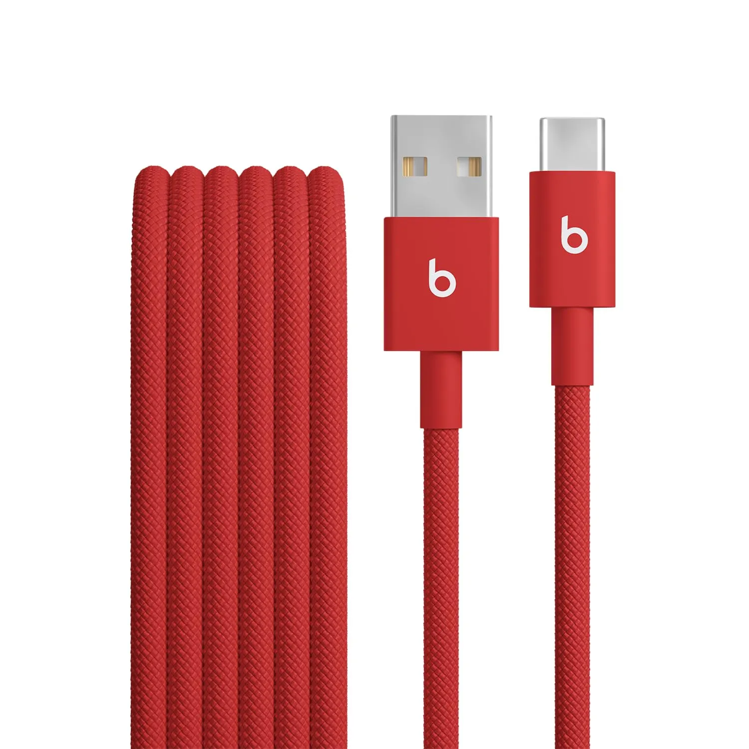 Beats da USB-A a USB-C Cavo in tessuto intrecciato, ricarica rapida, resistente e antigroviglio, caricatore compatibile per dispositivi Apple e Android (1,5 m) - Rosso rapido - immagine 1