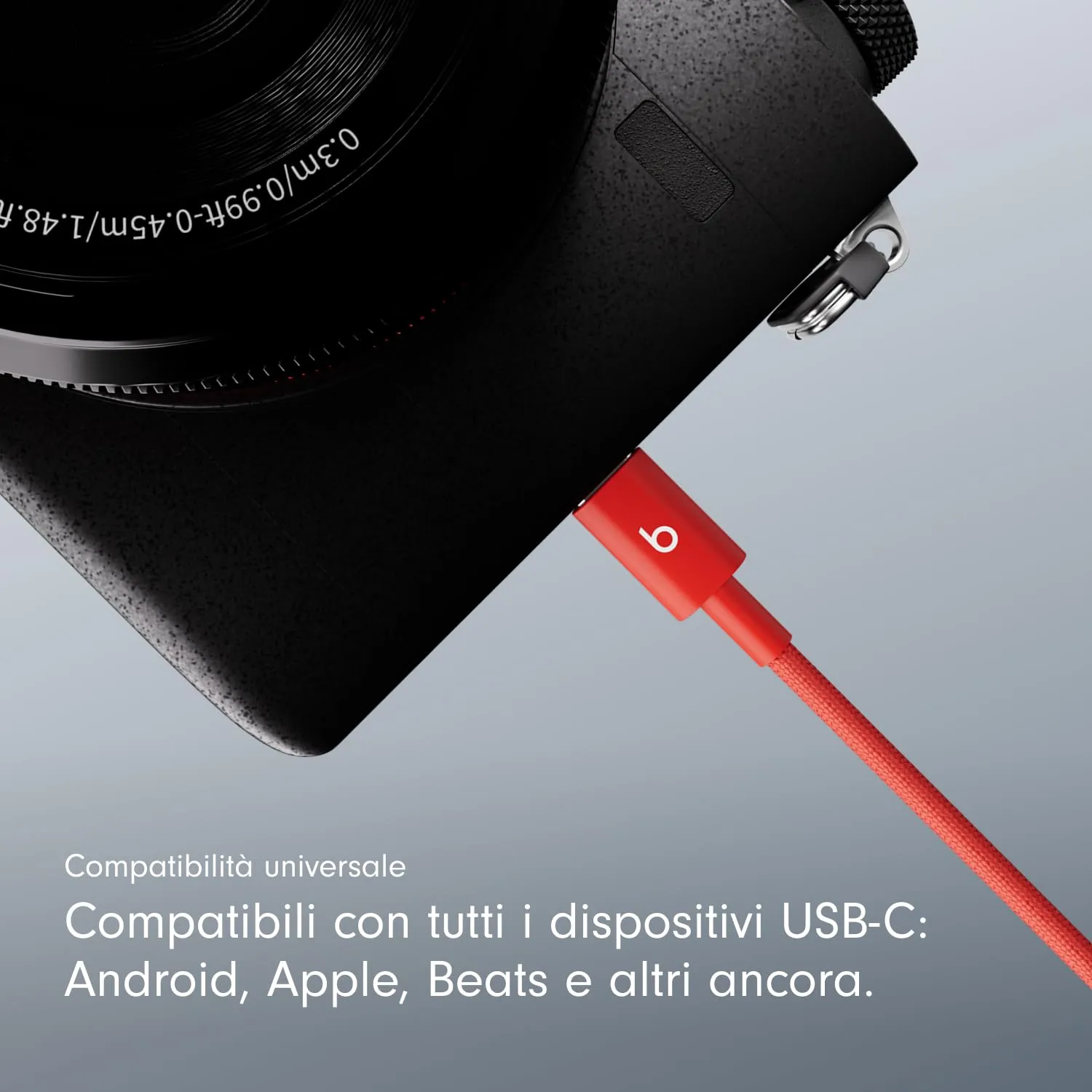 Beats da USB-A a USB-C Cavo in tessuto intrecciato, ricarica rapida, resistente e antigroviglio, caricatore compatibile per dispositivi Apple e Android (1,5 m) - Rosso rapido - immagine 3