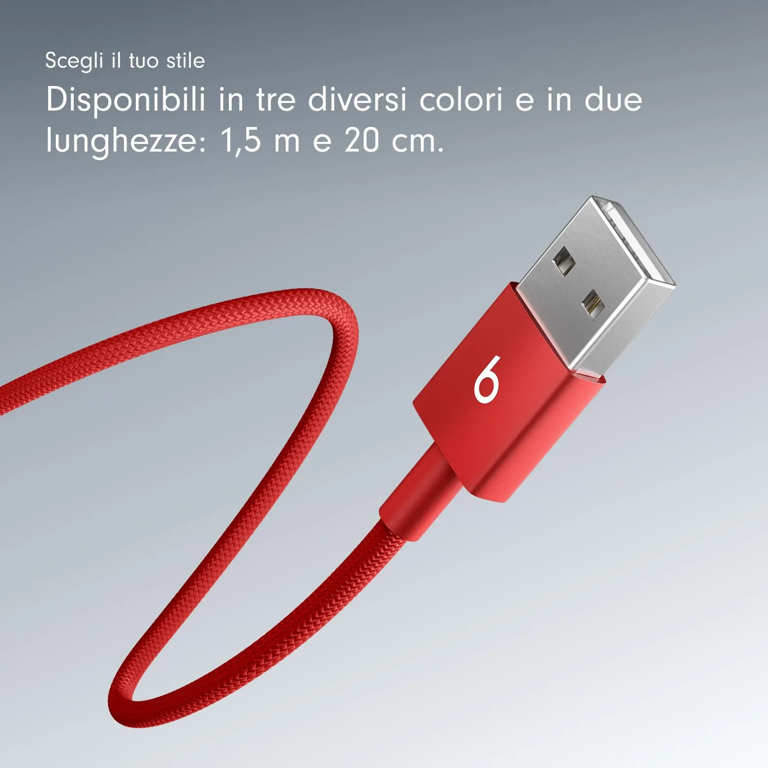 Beats da USB-A a USB-C Cavo in tessuto intrecciato, ricarica rapida, resistente e antigroviglio, caricatore compatibile per dispositivi Apple e Android (1,5 m) - Rosso rapido - immagine 7