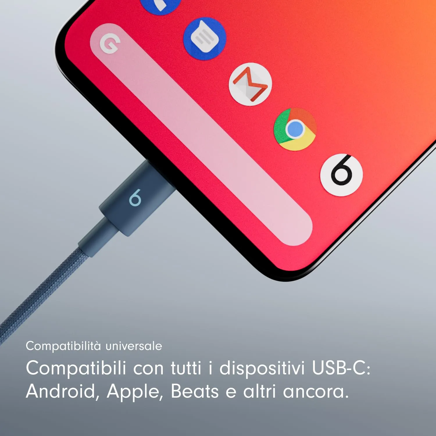 Beats da USB-C a USB-C Cavo in tessuto intrecciato, ricarica rapida, resistente e antigroviglio, caricatore compatibile per dispositivi Apple e Android (1,5 m) - Blu burrasca - immagine 3