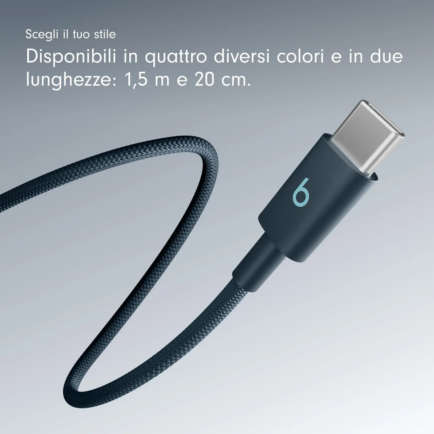 Beats da USB-C a USB-C Cavo in tessuto intrecciato, ricarica rapida, resistente e antigroviglio, caricatore compatibile per dispositivi Apple e Android (1,5 m) - Blu burrasca - immagine 7