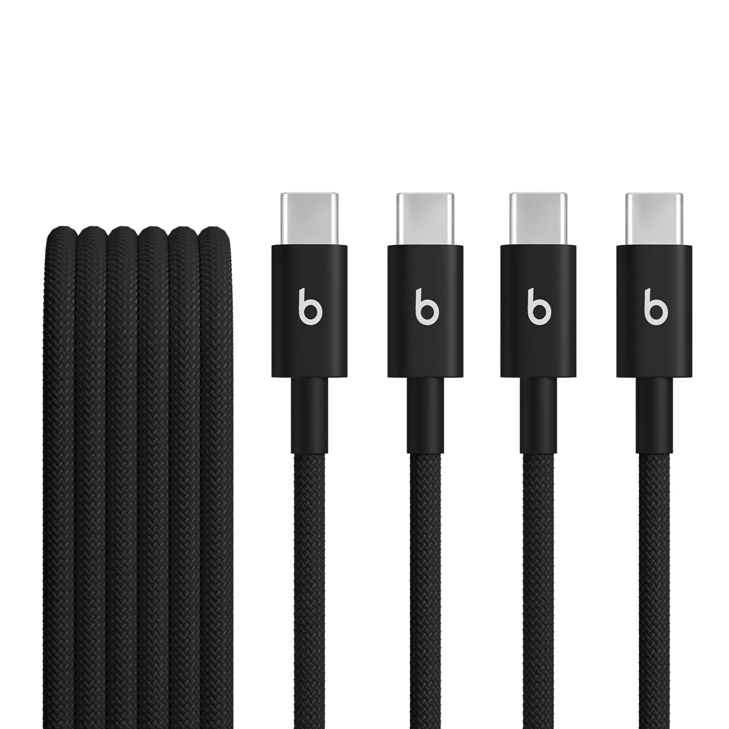 Beats da USB-C a USB-C Confezione da due cavi in tessuto intrecciato, ricarica rapida, resistente e antigroviglio, caricatore compatibile per dispositivi Apple e Android (1,5 m) - Nero nucleare - immagine 1