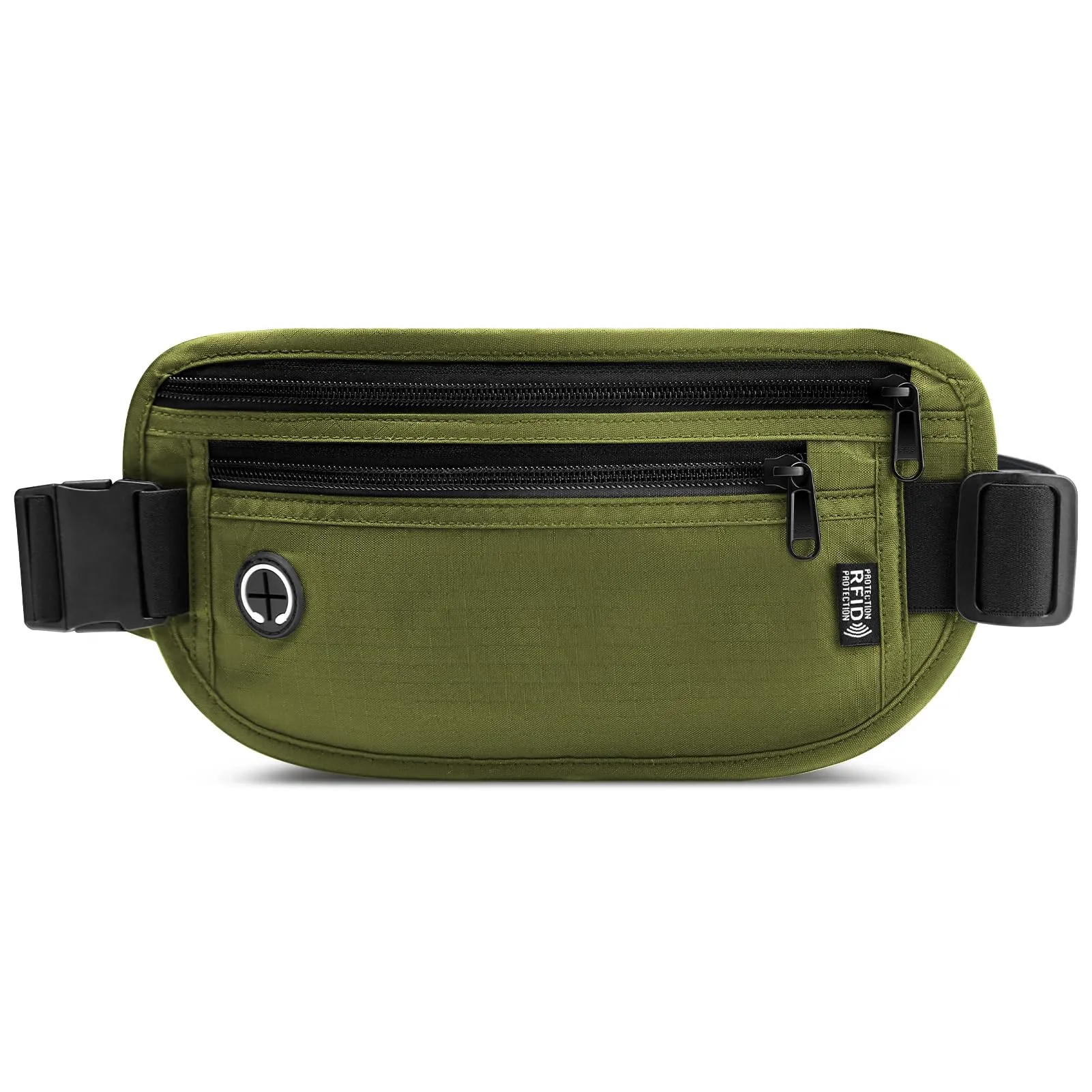 GlasFlength Marsupio da Viaggio con Blocco RFID, Cintura Portasoldi Antifurto per Uomo Donna Regolabile Sottile Borsa Sportiva per Passaporto Carte Contanti Impermeabile Cintura per Soldi (Oliva) - immagine 1