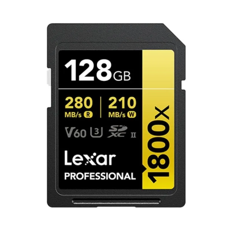 Scheda SD Lexar Professional 1800x 128GB SDXC UHS-II Classe 10 V60 Nera - immagine 1