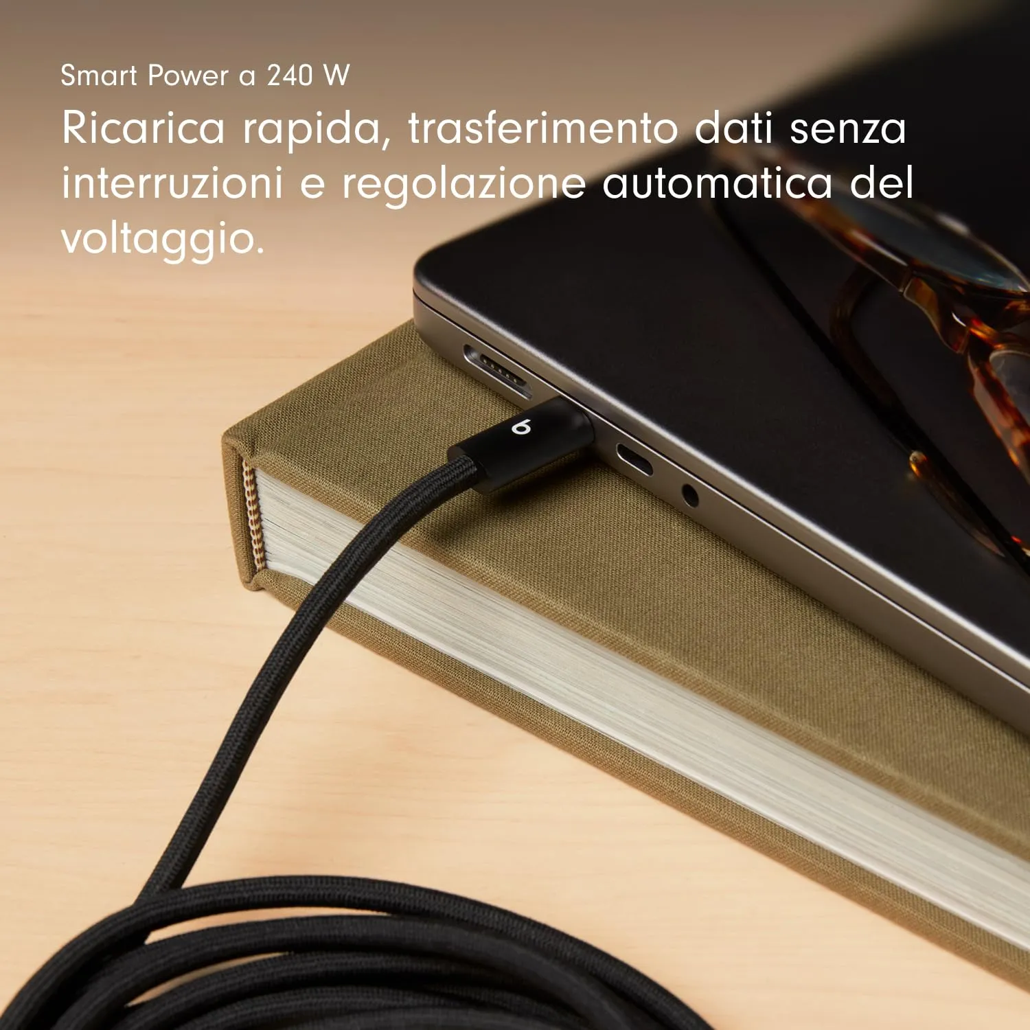 Cavo Beats intrecciato da 240 W, da USB-C a USB-C, per ricarica rapida, resistente e antigroviglio, compatibile con dispositivi Apple e Android (3 m) – Nero nucleare - immagine 3