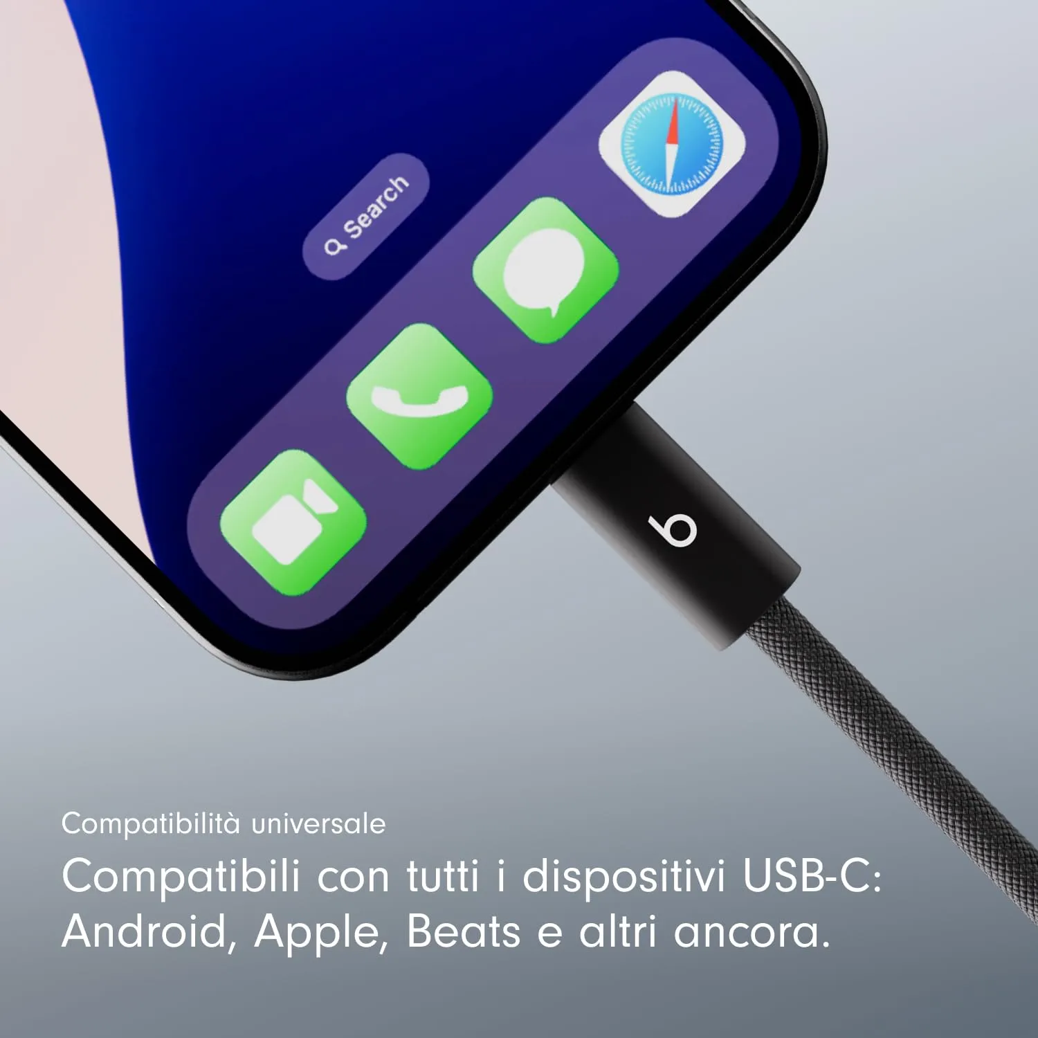 Cavo Beats intrecciato da 240 W, da USB-C a USB-C, per ricarica rapida, resistente e antigroviglio, compatibile con dispositivi Apple e Android (3 m) – Nero nucleare - immagine 4
