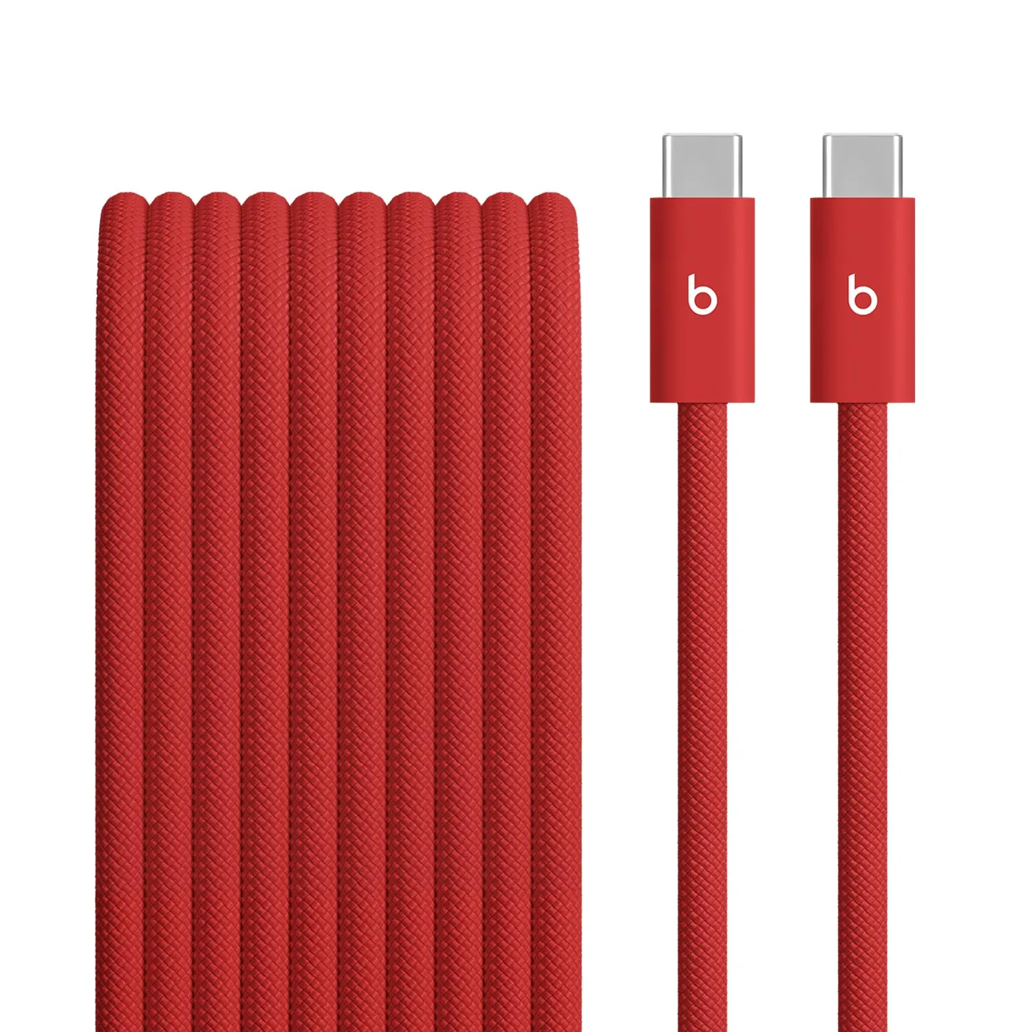 Cavo Beats intrecciato da 240 W, da USB-C a USB-C, per ricarica rapida, resistente e antigroviglio, compatibile con dispositivi Apple e Android (3 m) – Rosso rapido - immagine 1