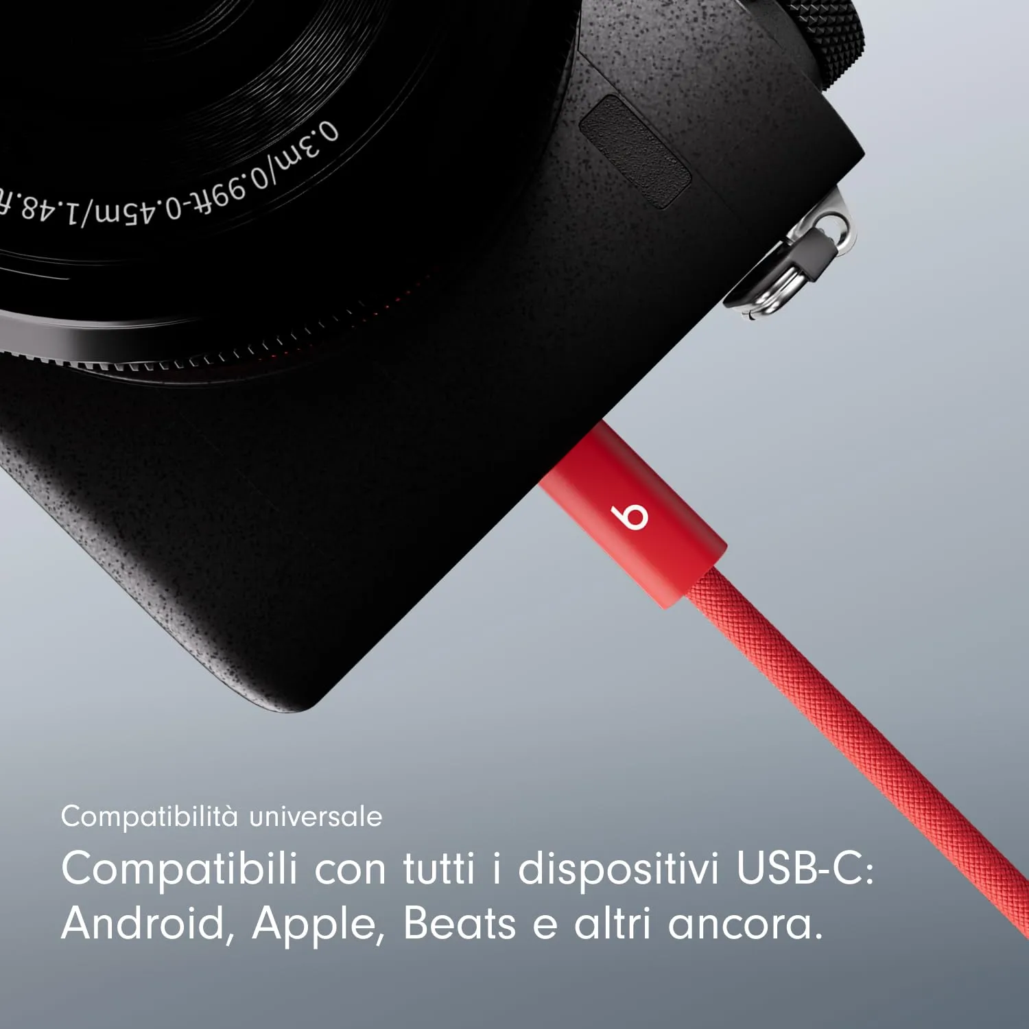 Cavo Beats intrecciato da 240 W, da USB-C a USB-C, per ricarica rapida, resistente e antigroviglio, compatibile con dispositivi Apple e Android (3 m) – Rosso rapido - immagine 4