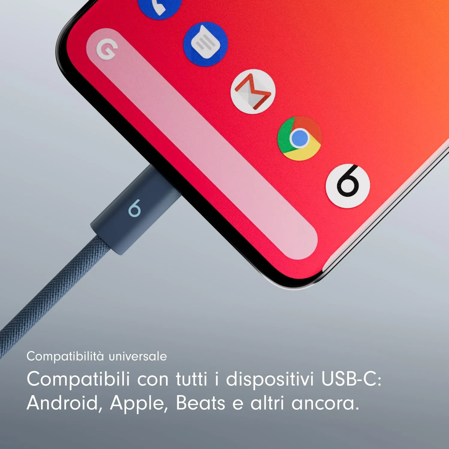 Cavo Beats intrecciato da 240 W, da USB-C a USB-C, per ricarica rapida, resistente e antigroviglio, compatibile con dispositivi Apple e Android (3 m) – Blu burrasca - immagine 4