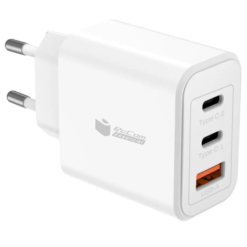 Caricabatterie essenziale PcCom 2x USB-C 65W + USB-A 3.0 bianco - immagine 1