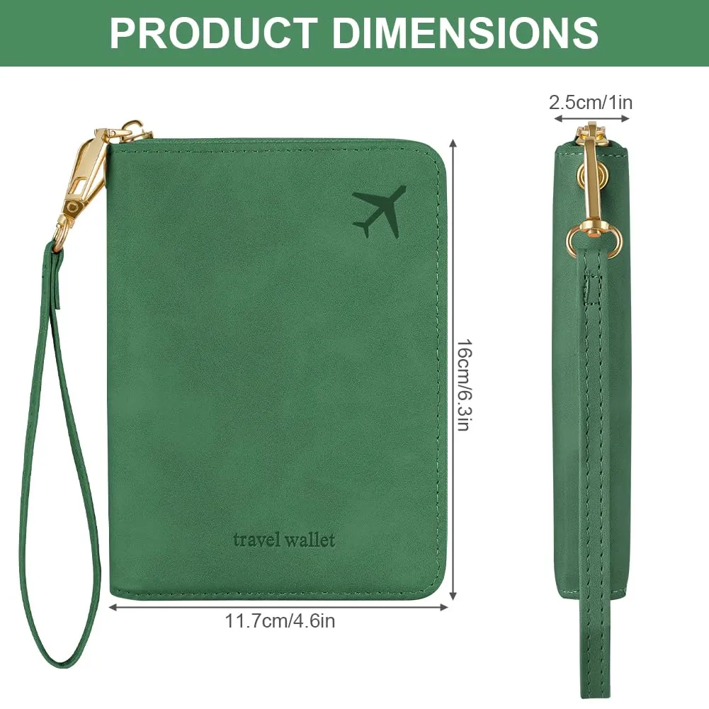 AOOSU Porta Passaporto con Blocco RFID Portafoglio da Viaggio Verde - immagine 2