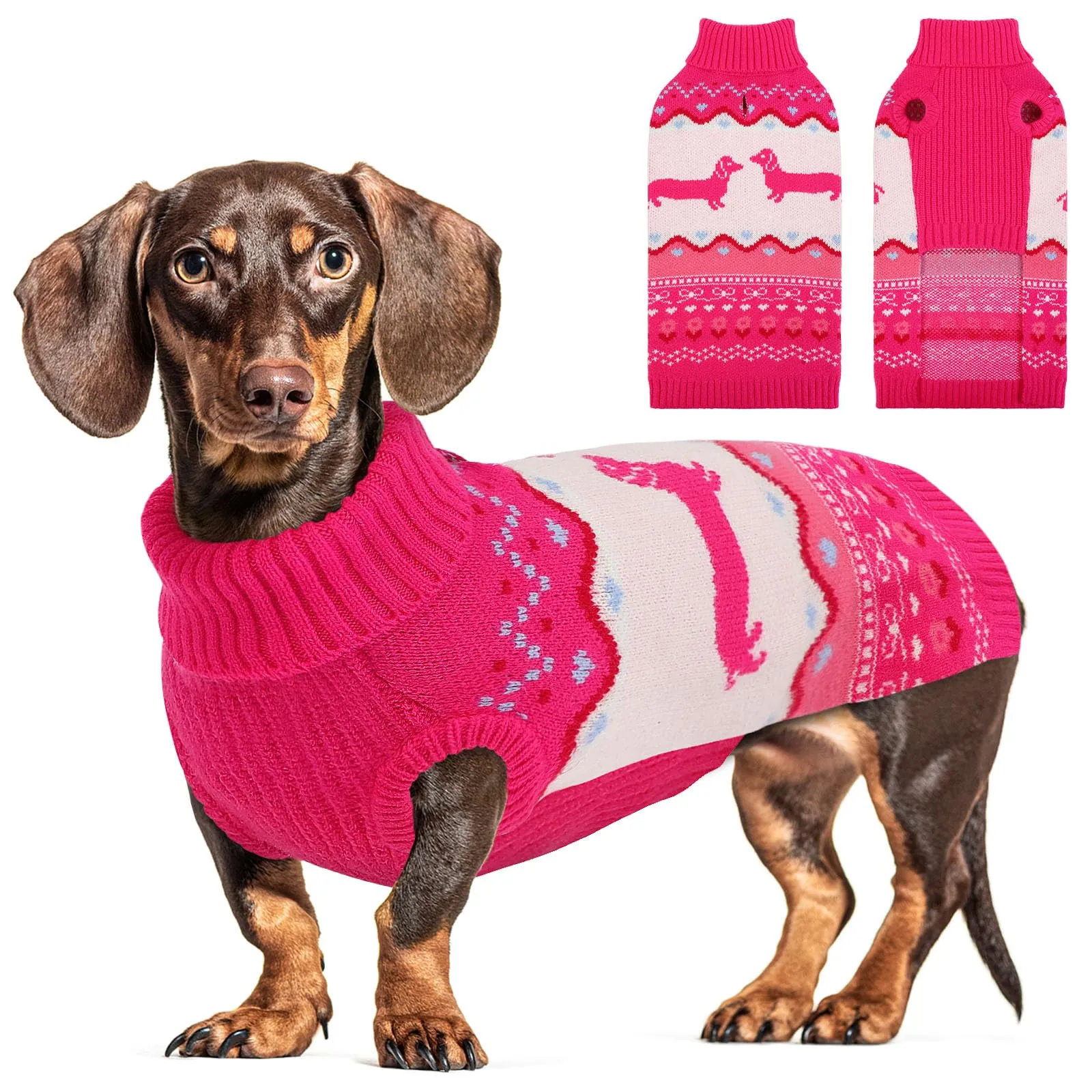 CITÉTOILE Maglione Cane Natale Colle Alto per Bassotto Rosa XS - immagine 1