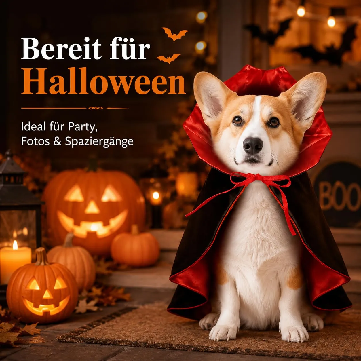 Mantello Vampiro Halloween Cane Gatto Costume Animali Taglie, M - immagine 4